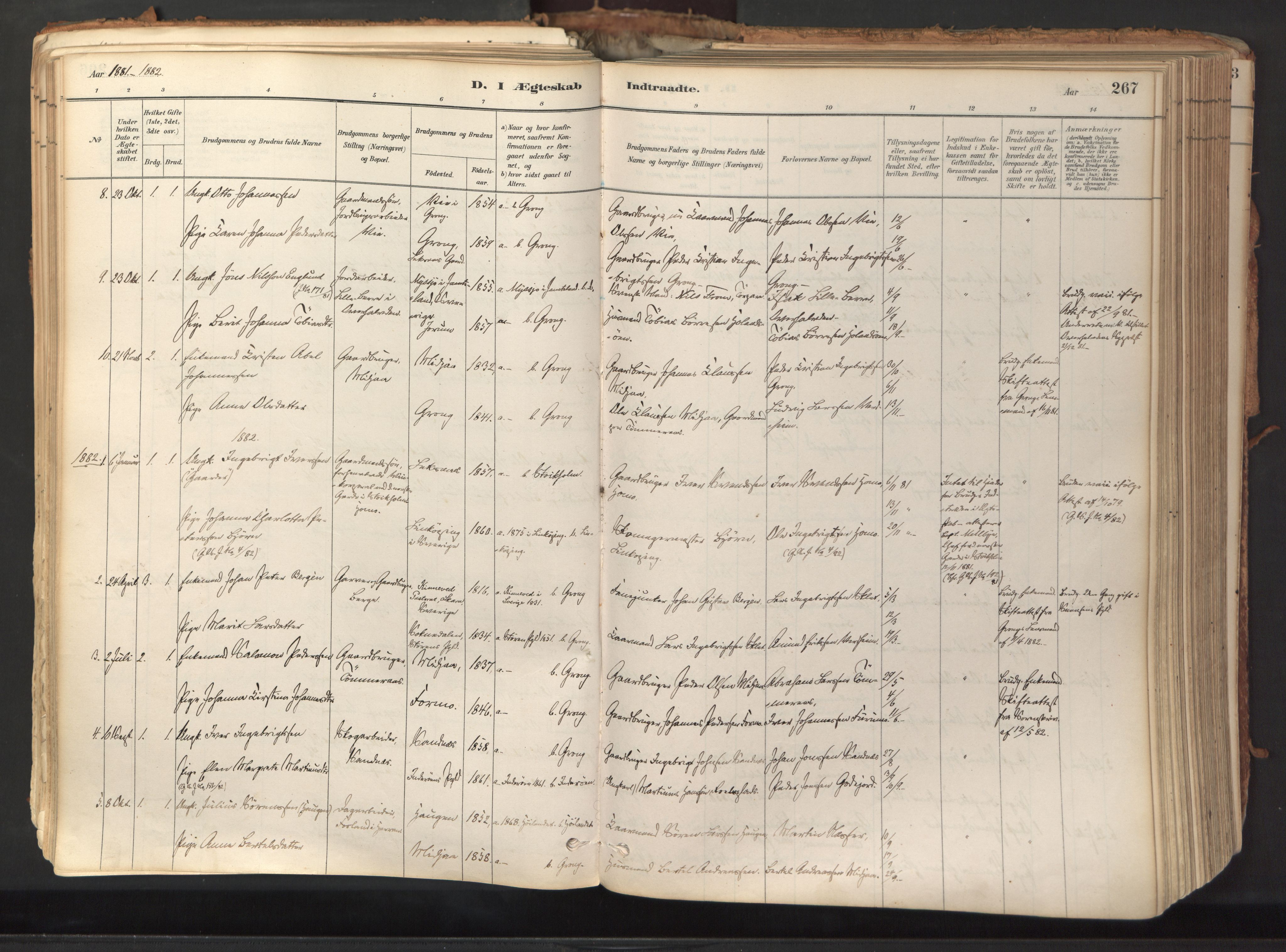 Ministerialprotokoller, klokkerbøker og fødselsregistre - Nord-Trøndelag, SAT/A-1458/758/L0519: Parish register (official) no. 758A04, 1880-1926, p. 267