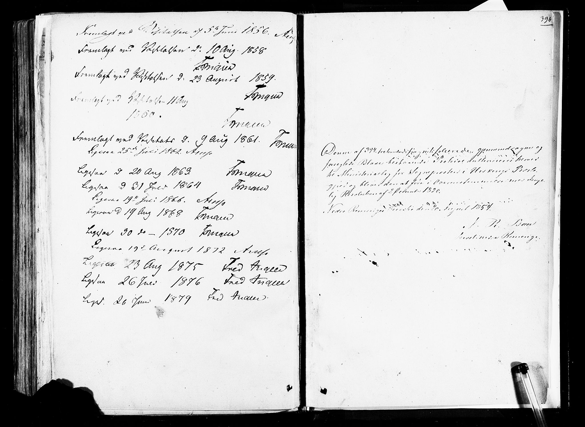Aurskog prestekontor Kirkebøker, SAO/A-10304a/F/Fa/L0007: Parish register (official) no. I 7, 1854-1877, p. 394