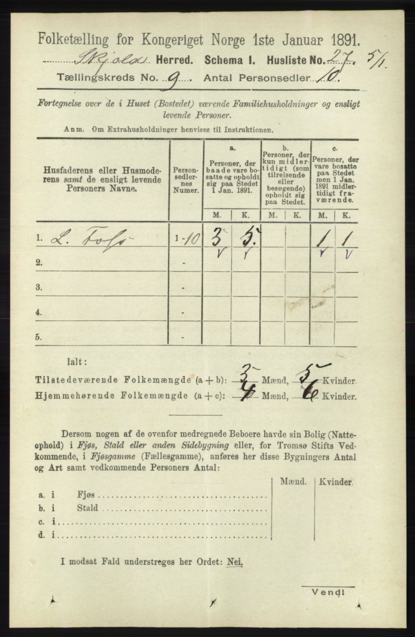 RA, 1891 census for 1154 Skjold, 1891, p. 1773