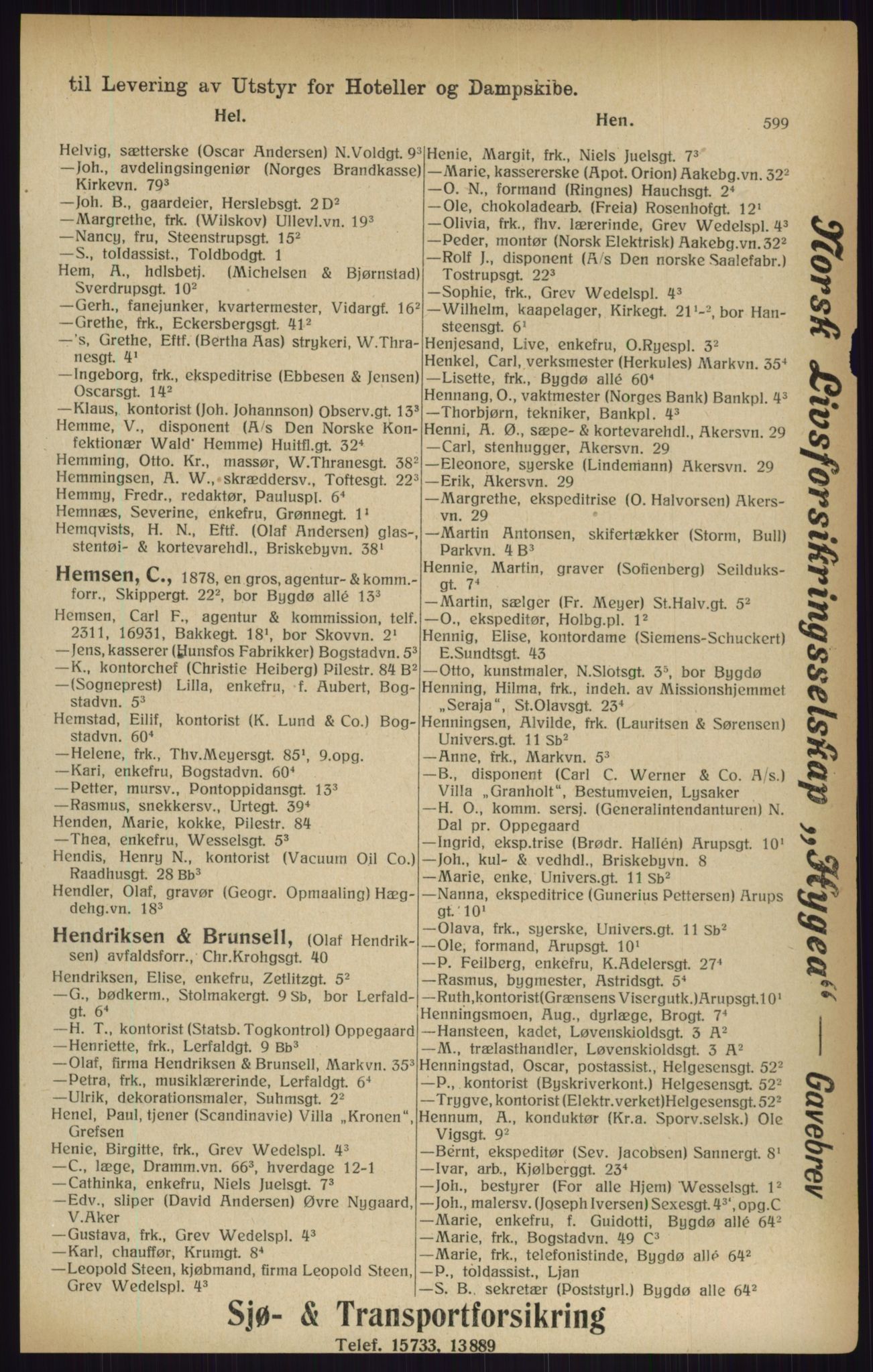 Kristiania/Oslo adressebok, PUBL/-, 1916, p. 599