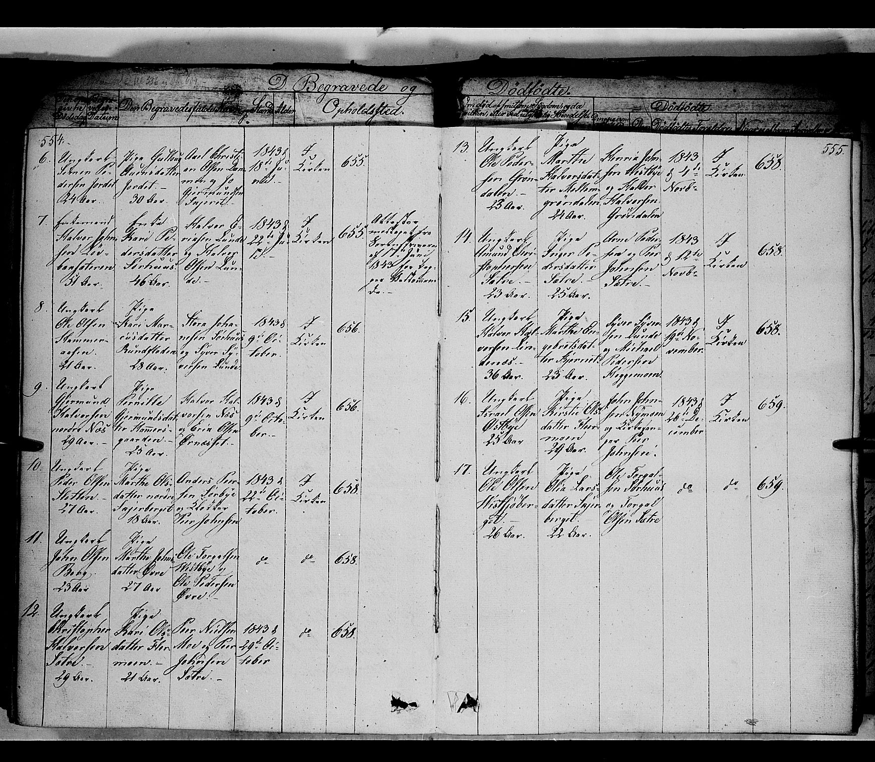 Trysil prestekontor, SAH/PREST-046/H/Ha/Haa/L0004: Parish register (official) no. 4 /1, 1842-1850, p. 554-555