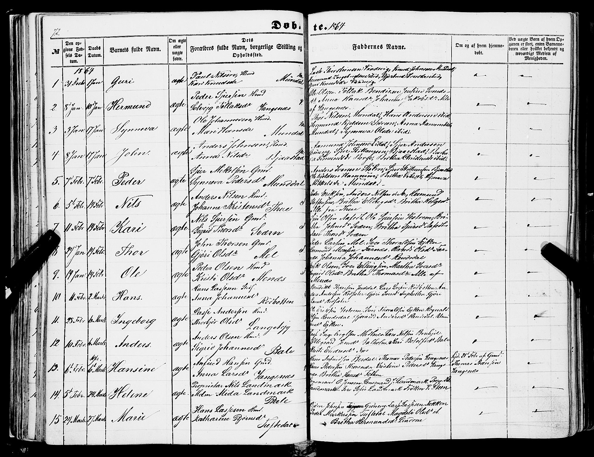 Balestrand sokneprestembete, AV/SAB-A-79601/H/Haa/Haaa/L0002: Parish register (official) no. A 2, 1847-1866, p. 72