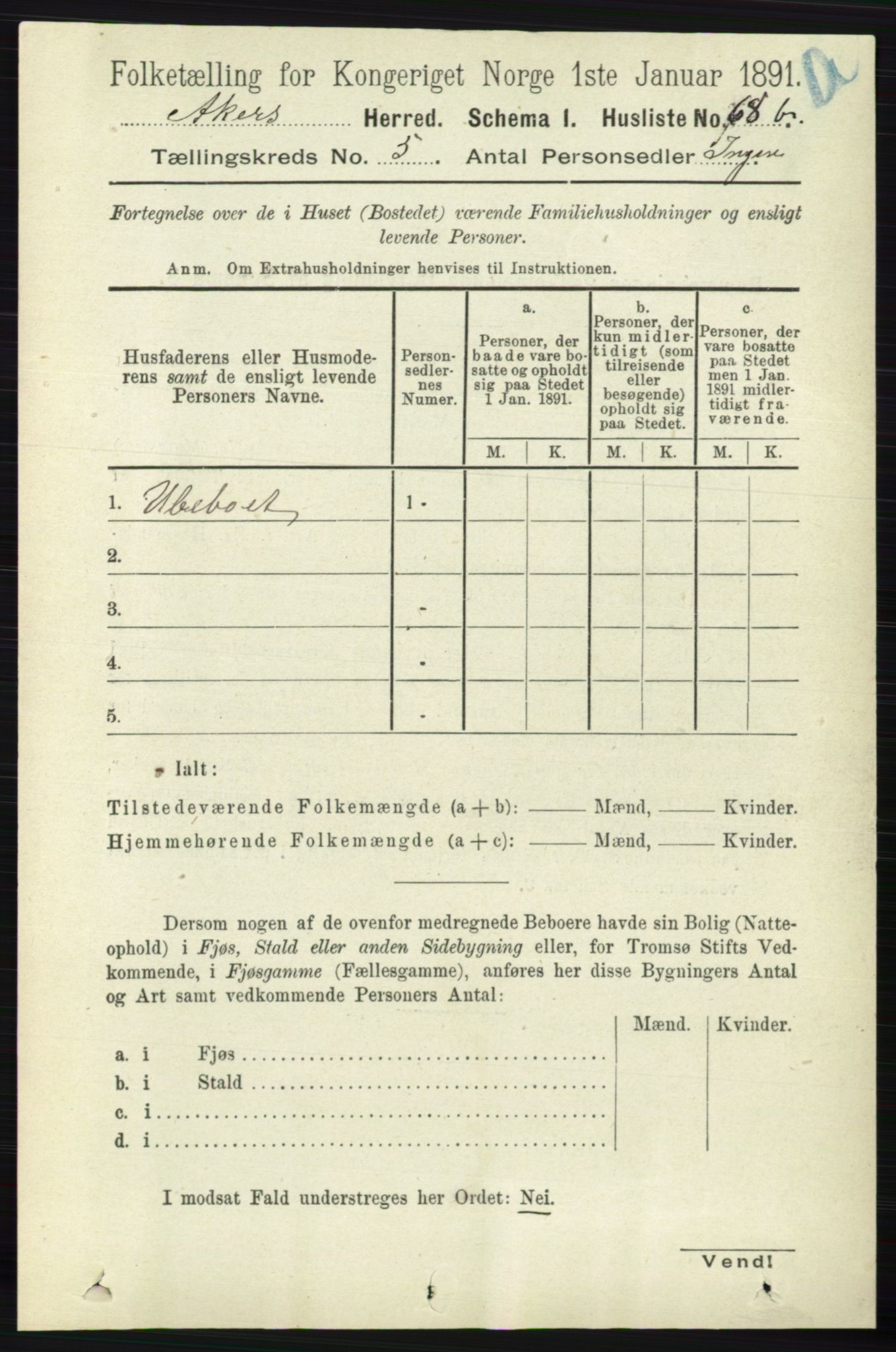 RA, 1891 census for 0218 Aker, 1891, p. 4966