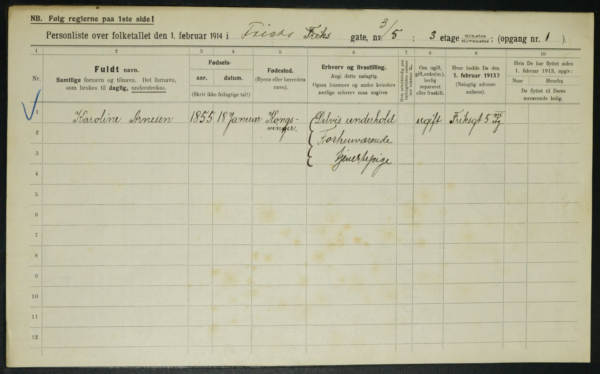 OBA, Municipal Census 1914 for Kristiania, 1914, p. 27008