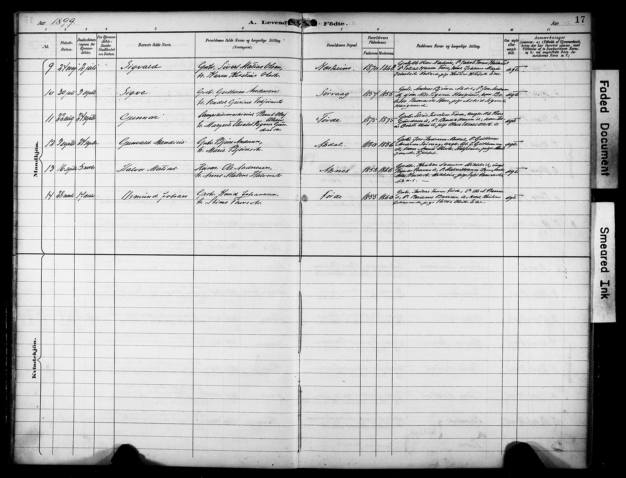 Avaldsnes sokneprestkontor, SAST/A -101851/H/Ha/Haa/L0016: Parish register (official) no. A 16, 1893-1918, p. 17