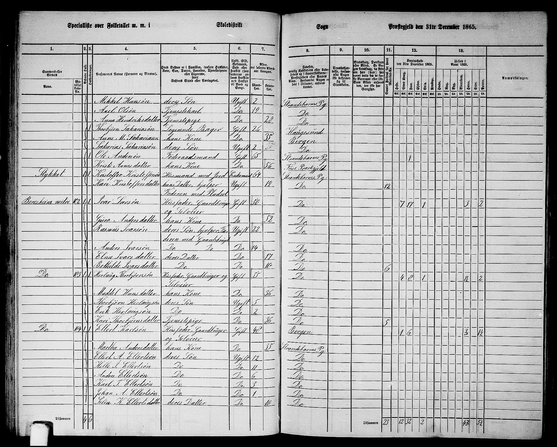 RA, 1865 census for Strandebarm, 1865, p. 51