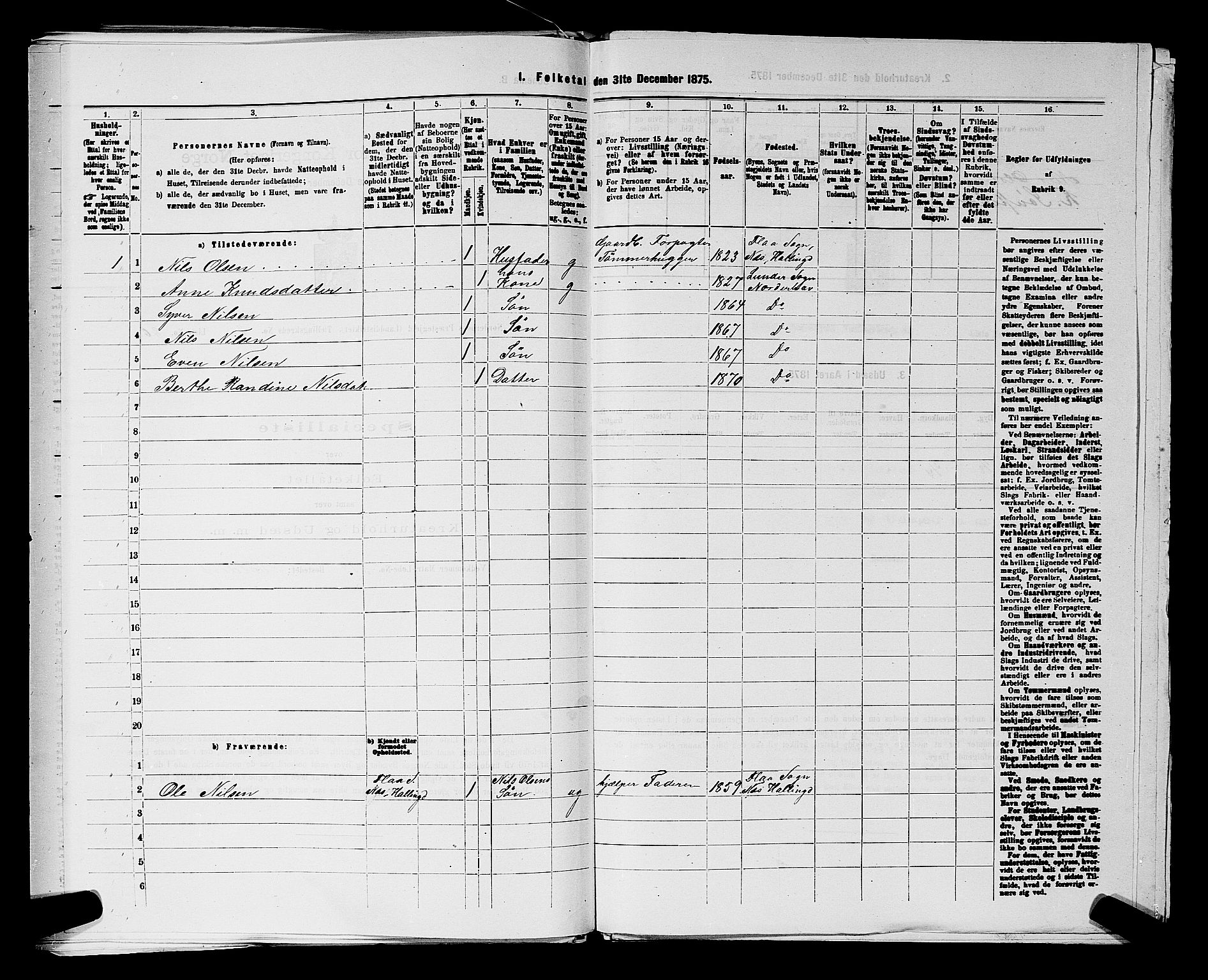 SAKO, 1875 census for 0613L Norderhov/Norderhov, Haug og Lunder, 1875, p. 2631