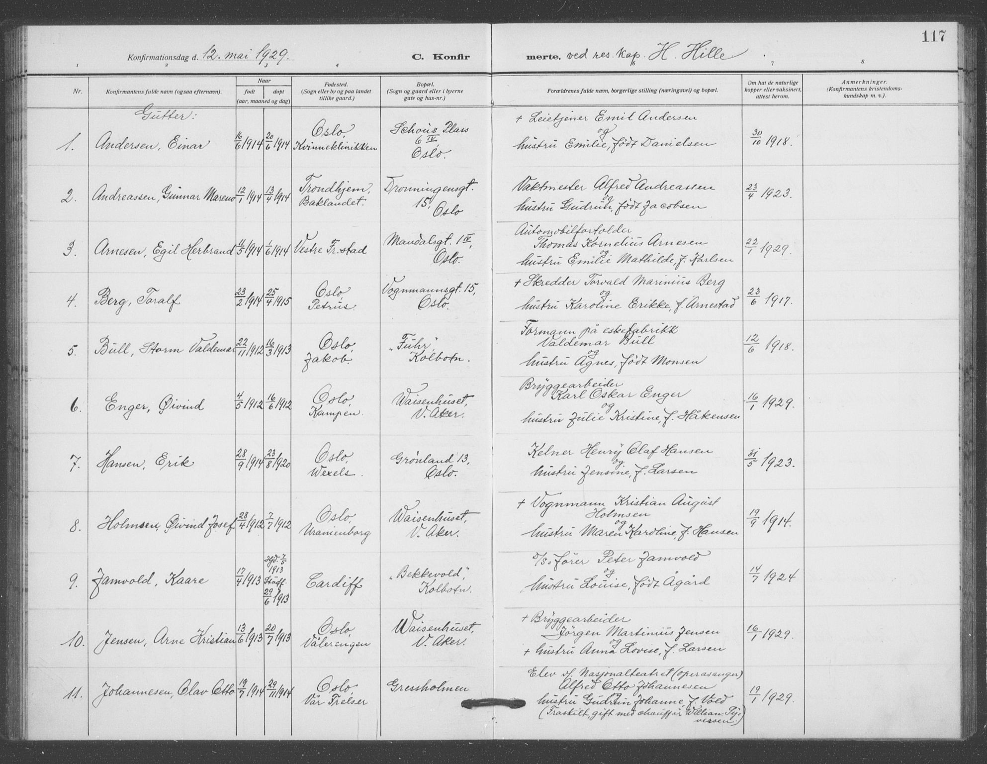 Oslo domkirke Kirkebøker, AV/SAO-A-10752/F/Fa/L0031: Parish register (official) no. 31, 1918-1941, p. 117