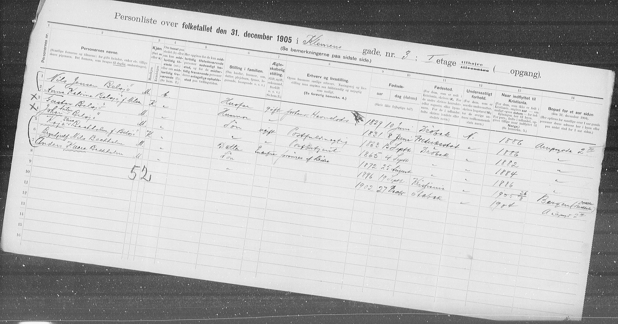 OBA, Municipal Census 1905 for Kristiania, 1905, p. 27271