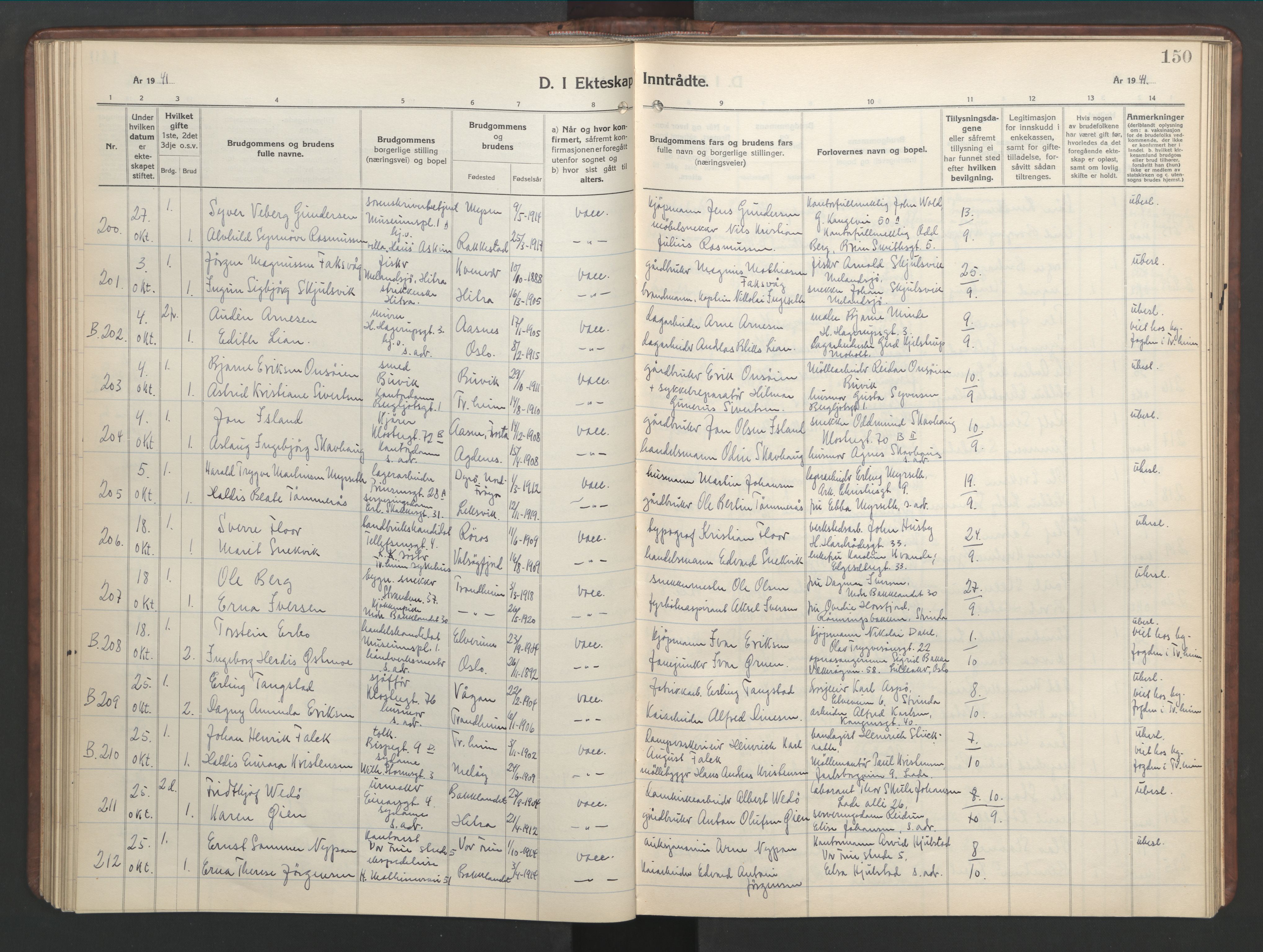 Ministerialprotokoller, klokkerbøker og fødselsregistre - Sør-Trøndelag, AV/SAT-A-1456/601/L0101: Parish register (copy) no. 601C19, 1935-1946, p. 150