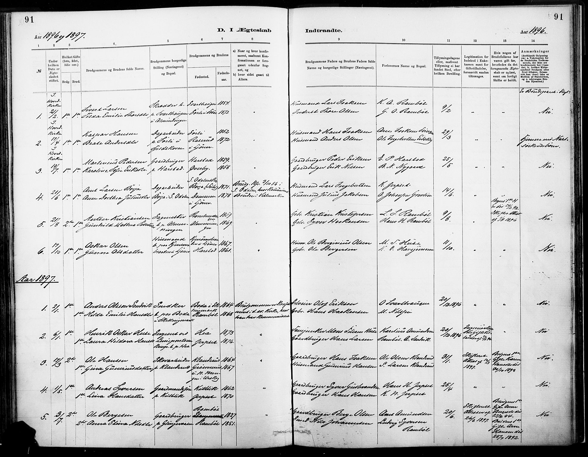 Eidskog prestekontor, SAH/PREST-026/H/Ha/Haa/L0004: Parish register (official) no. 4, 1884-1897, p. 91