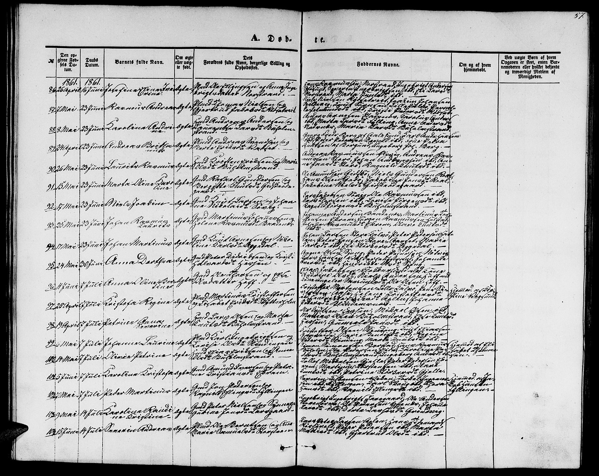 Ministerialprotokoller, klokkerbøker og fødselsregistre - Møre og Romsdal, AV/SAT-A-1454/528/L0427: Parish register (copy) no. 528C08, 1855-1864, p. 57