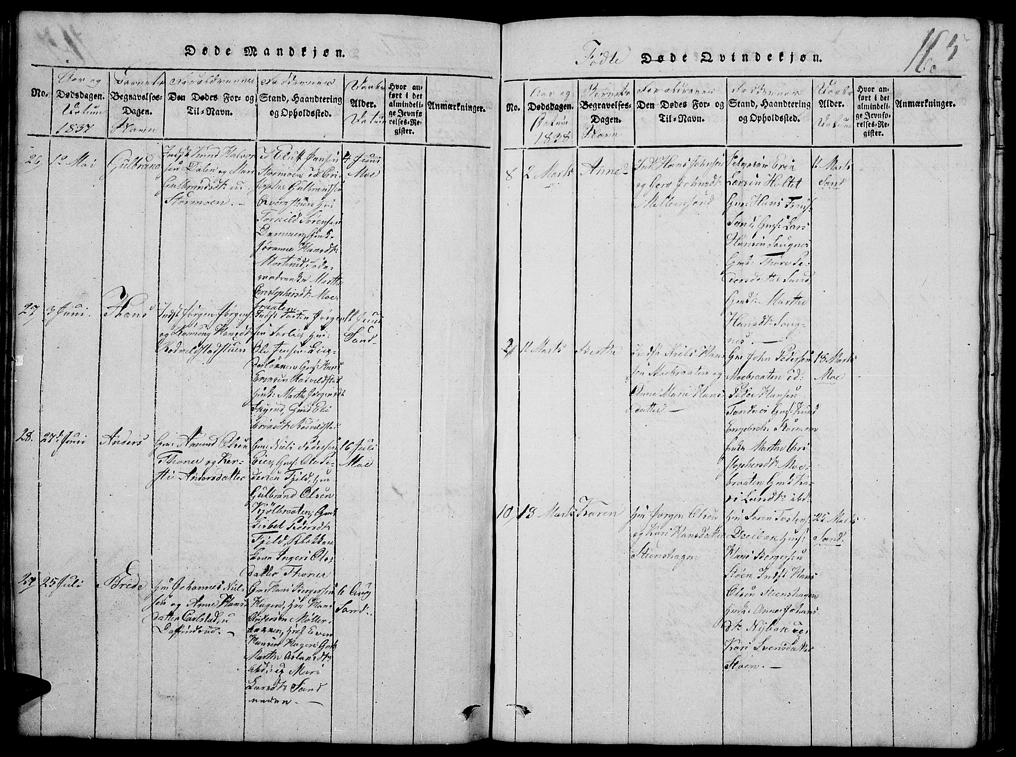 Nord-Odal prestekontor, AV/SAH-PREST-032/H/Ha/Hab/L0001: Parish register (copy) no. 1, 1819-1838, p. 165