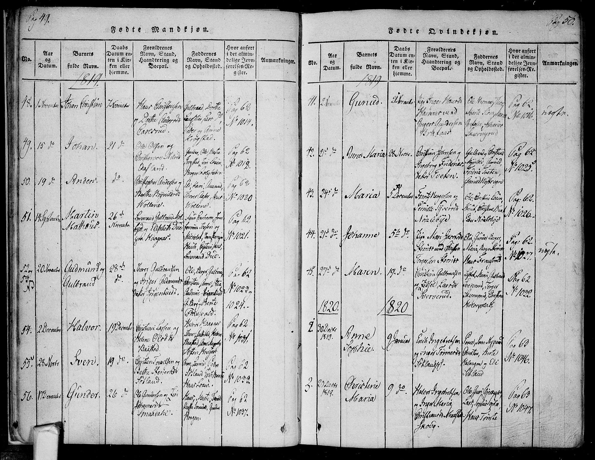 Trøgstad prestekontor Kirkebøker, SAO/A-10925/F/Fa/L0006: Parish register (official) no. I 6, 1815-1844, p. 49-50