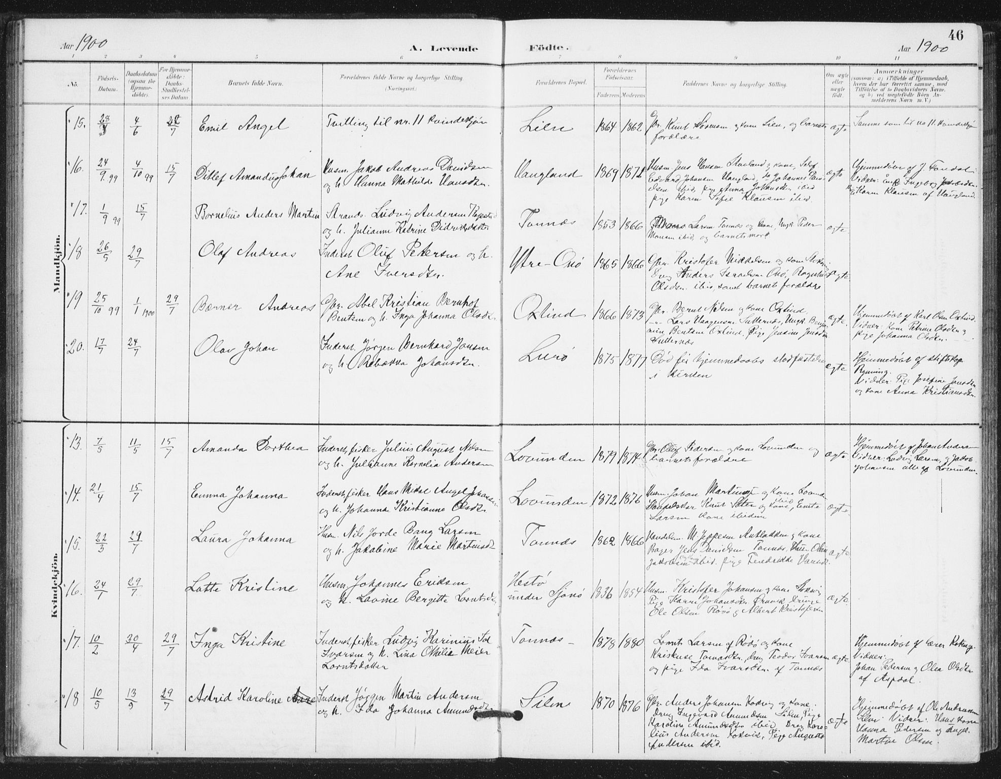 Ministerialprotokoller, klokkerbøker og fødselsregistre - Nordland, AV/SAT-A-1459/839/L0573: Parish register (copy) no. 839C03, 1892-1917, p. 46