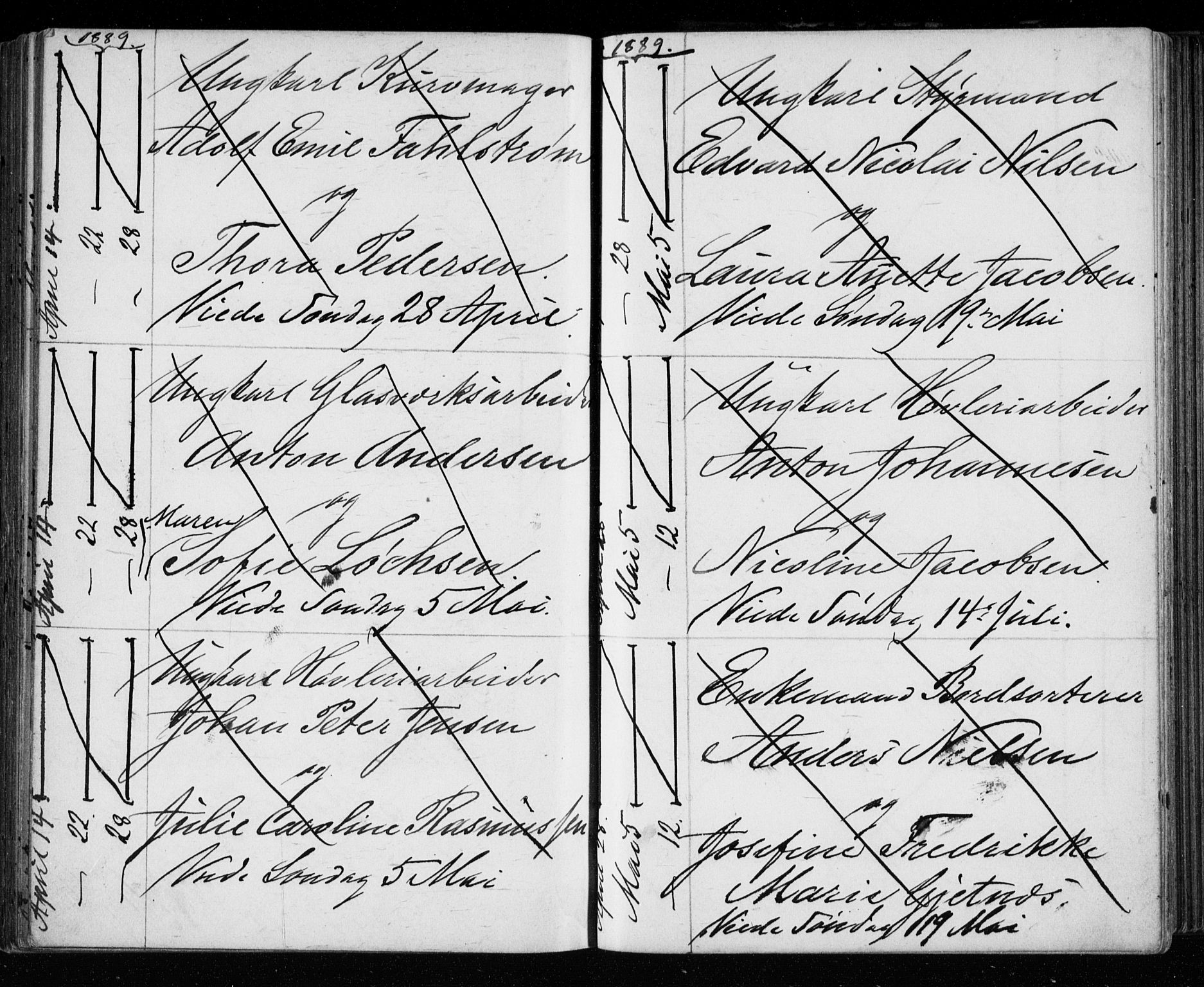 Bragernes kirkebøker, AV/SAKO-A-6/H/Ha/L0006: Banns register no. 6, 1873-1896