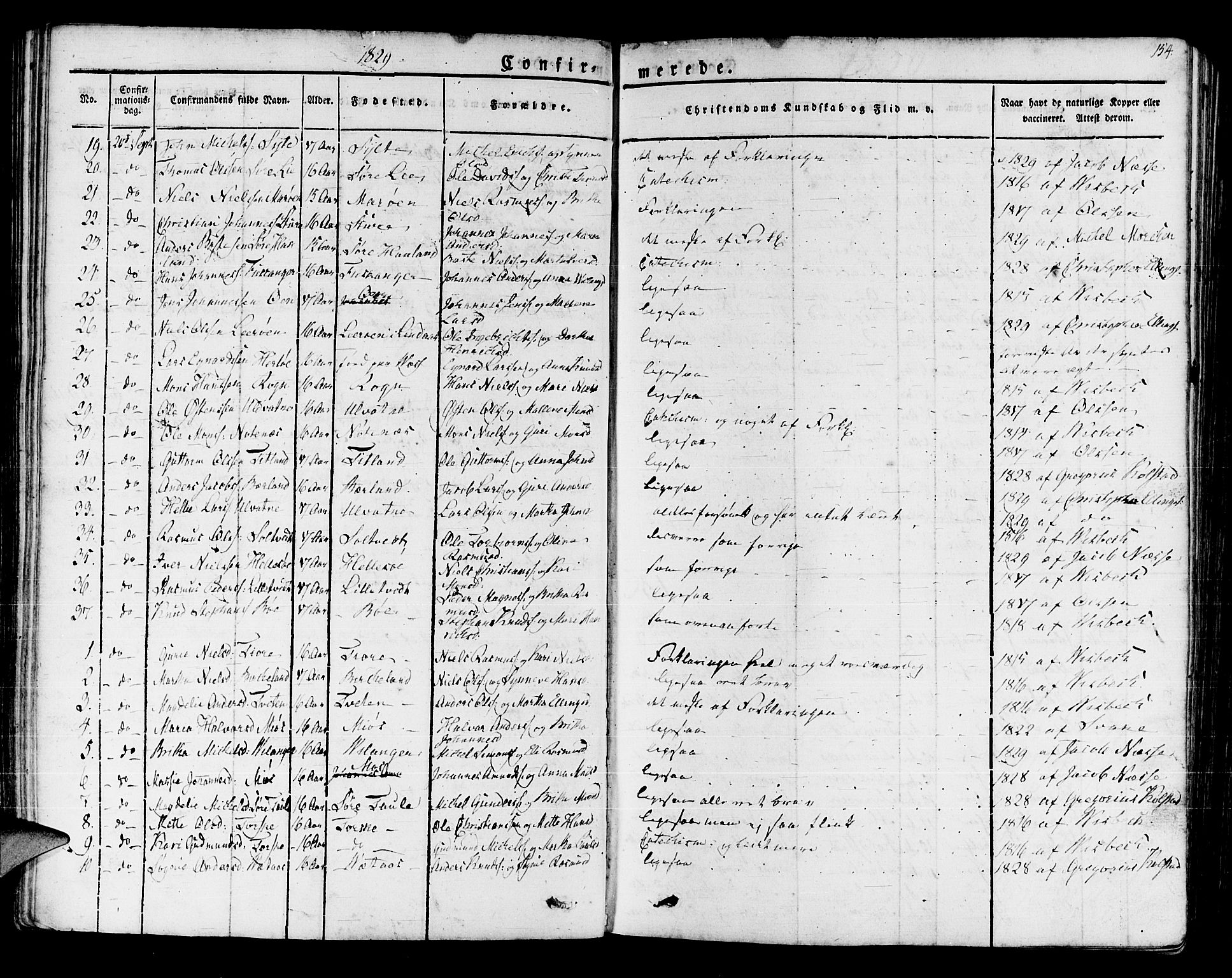 Manger sokneprestembete, AV/SAB-A-76801/H/Haa: Parish register (official) no. A 4, 1824-1838, p. 154