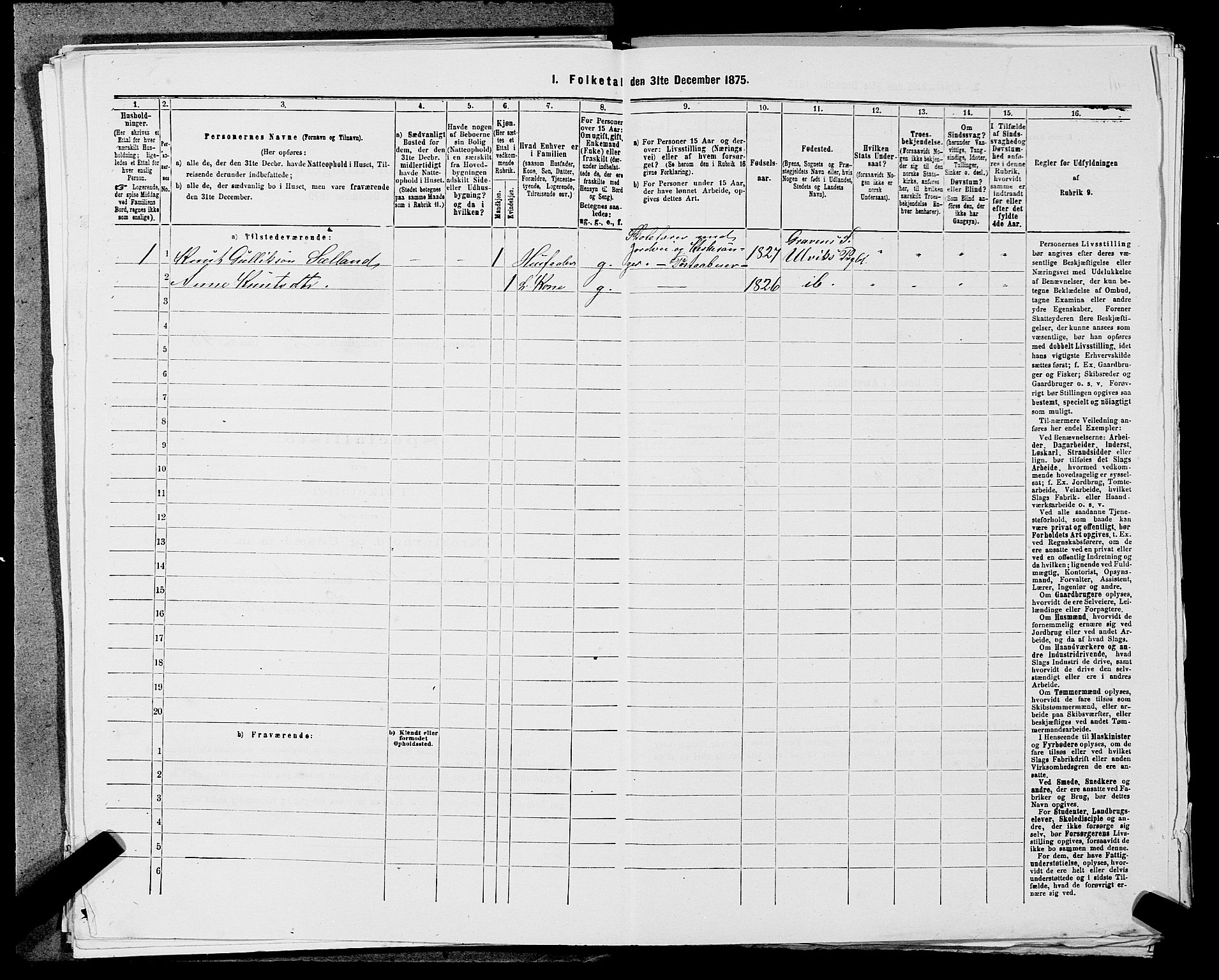 SAST, 1875 census for 1142P Rennesøy, 1875, p. 239