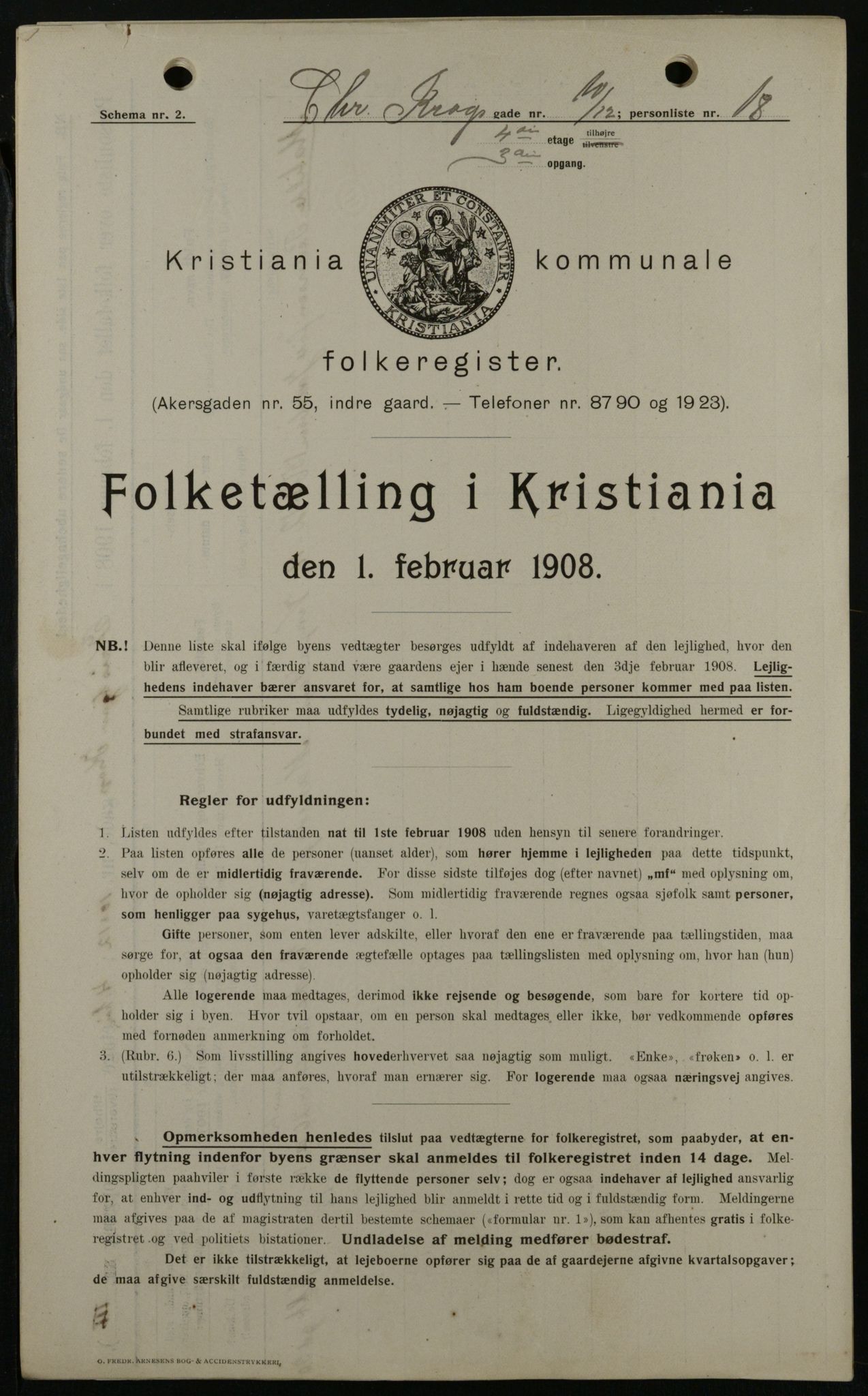 OBA, Municipal Census 1908 for Kristiania, 1908, p. 11077