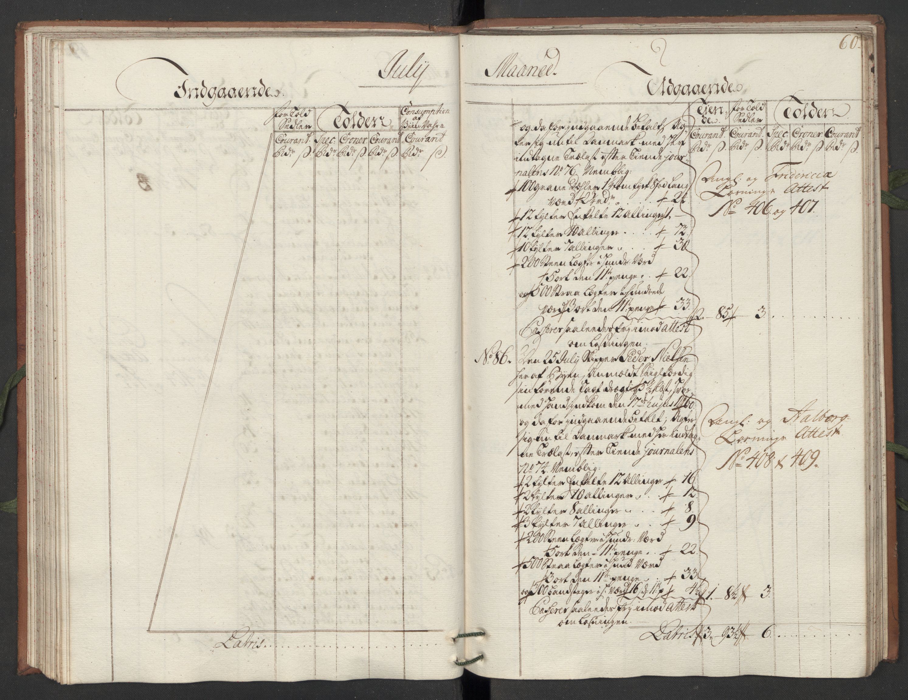 Generaltollkammeret, tollregnskaper, AV/RA-EA-5490/R10/L0012/0001: Tollregnskaper Tønsberg / Hovedtollbok, 1733, p. 59b-60a