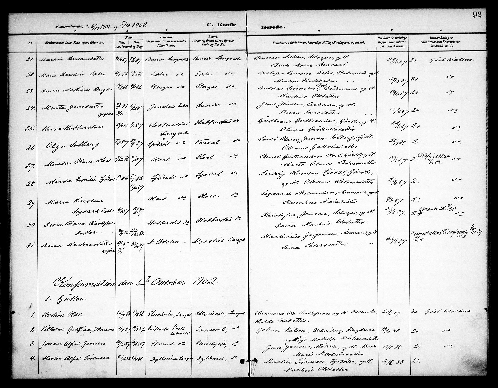Eidsvoll prestekontor Kirkebøker, SAO/A-10888/F/Fb/L0002: Parish register (official) no. II 2, 1897-1907, p. 92