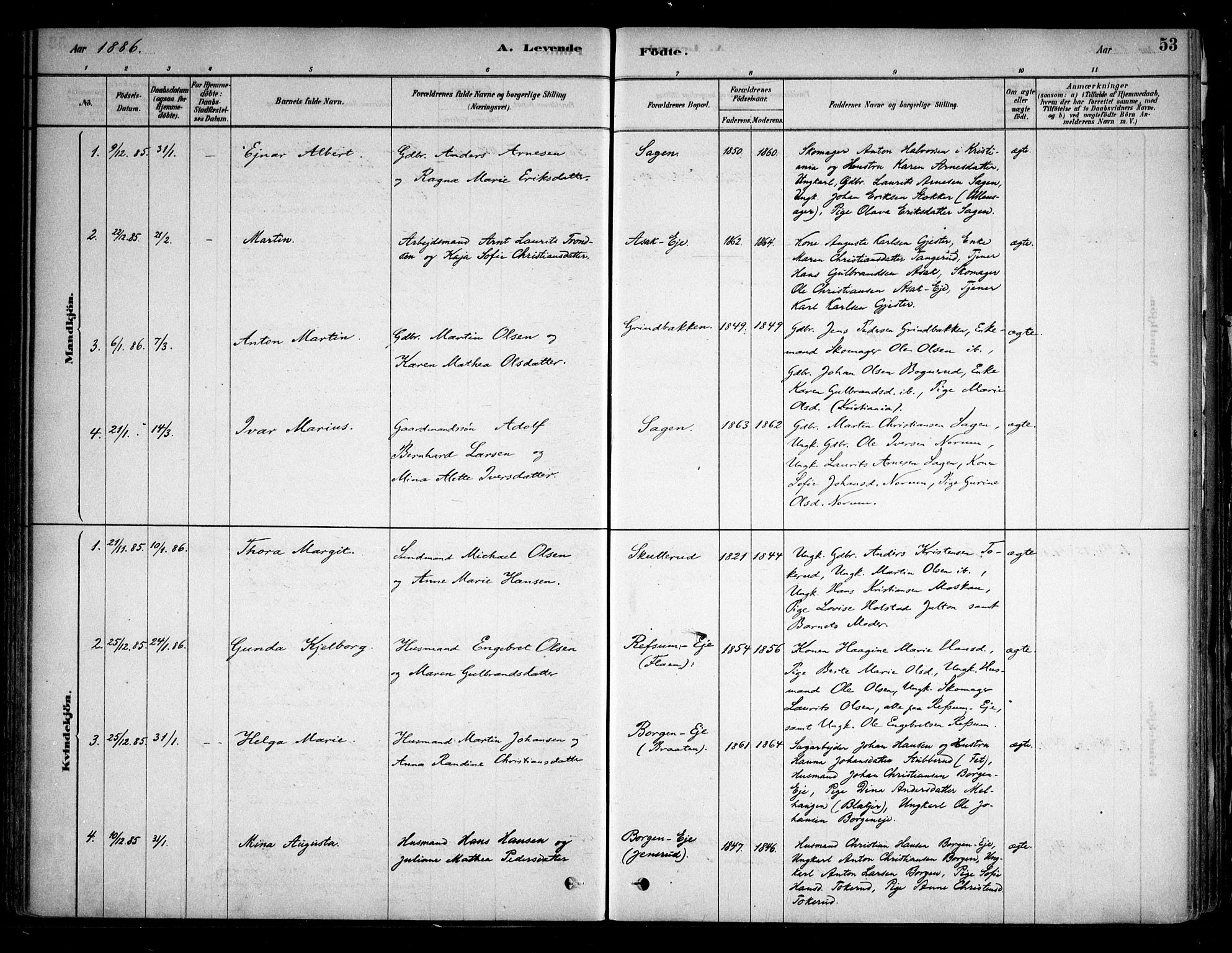 Sørum prestekontor Kirkebøker, AV/SAO-A-10303/F/Fa/L0007: Parish register (official) no. I 7, 1878-1914, p. 53