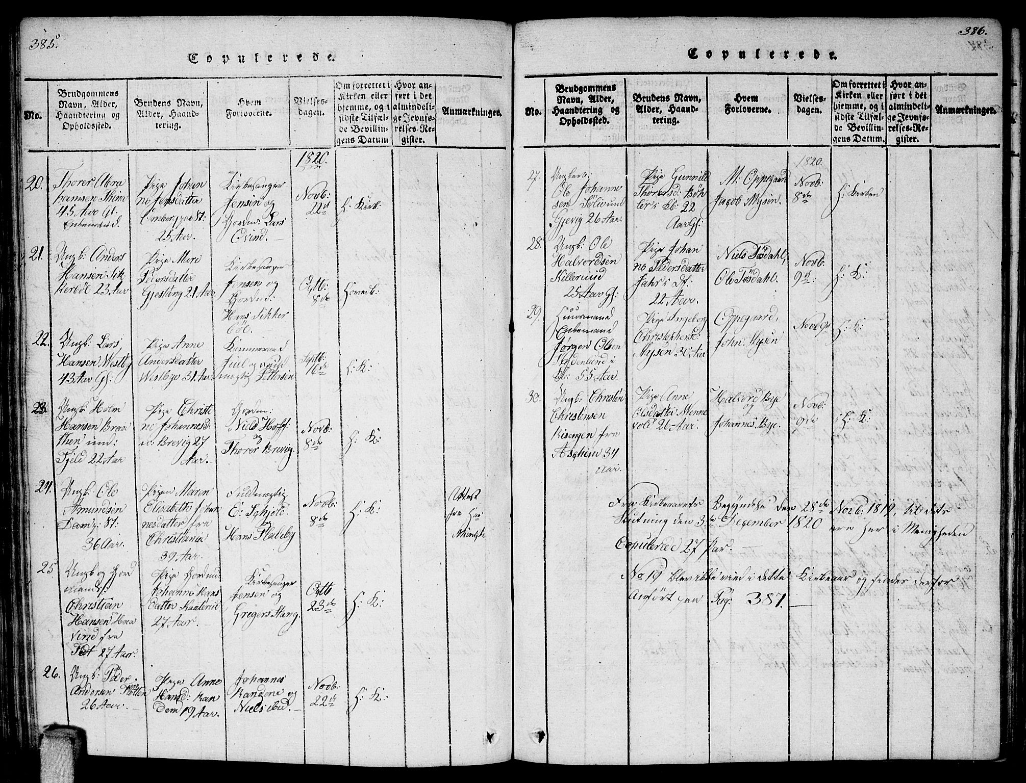 Enebakk prestekontor Kirkebøker, AV/SAO-A-10171c/F/Fa/L0006: Parish register (official) no. I 6, 1815-1832, p. 385-386