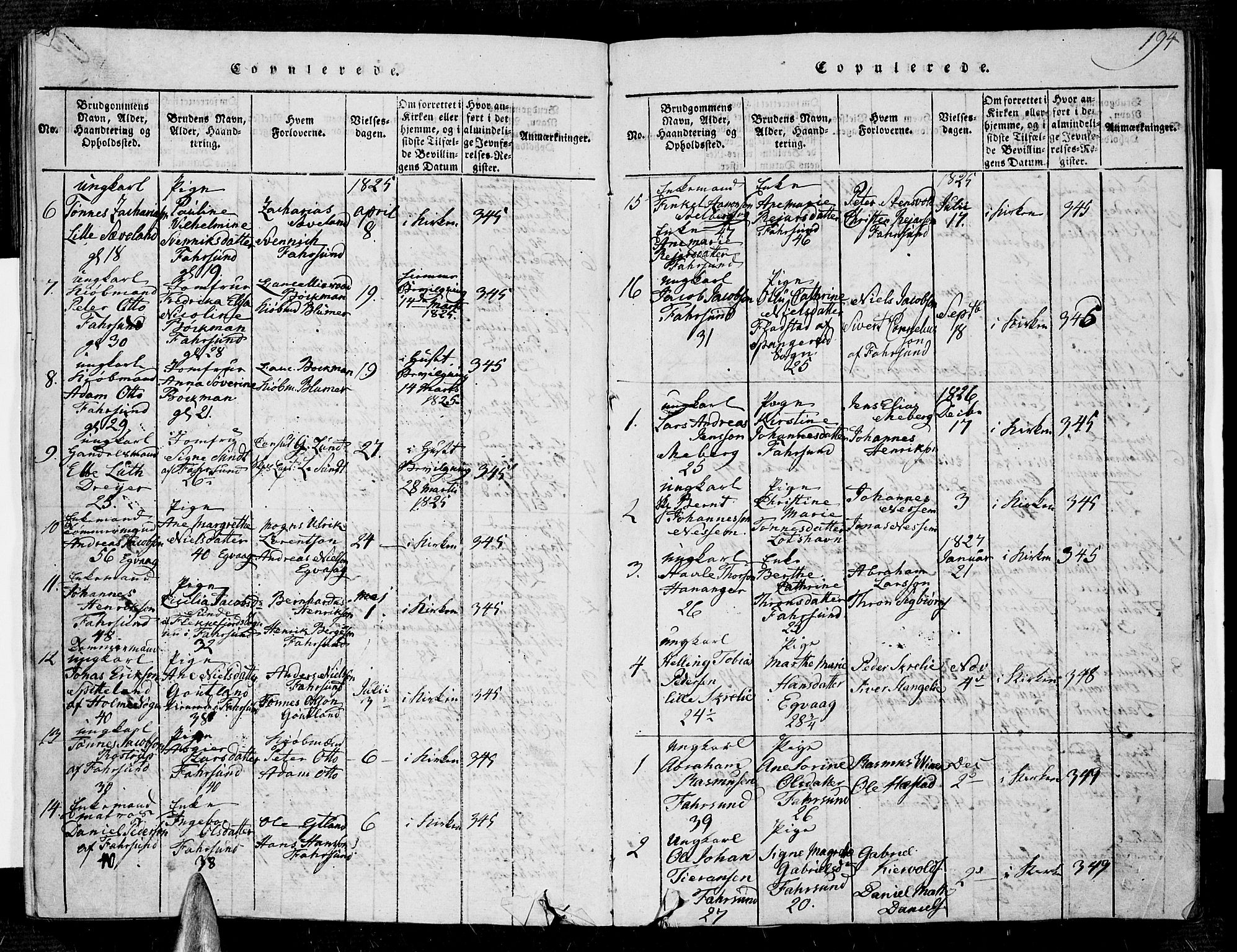 Farsund sokneprestkontor, SAK/1111-0009/F/Fa/L0002: Parish register (official) no. A 2, 1815-1836, p. 194