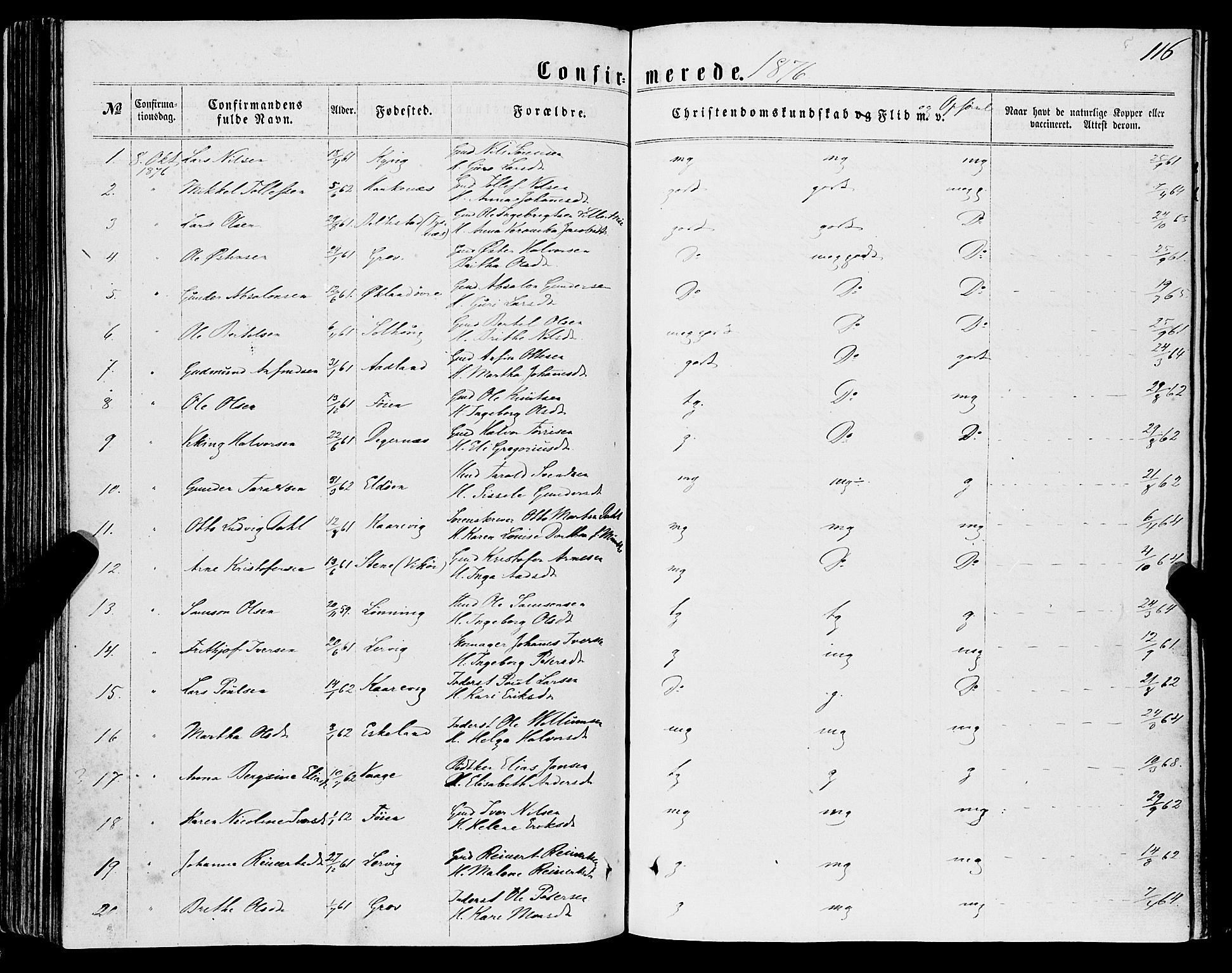 Stord sokneprestembete, AV/SAB-A-78201/H/Haa: Parish register (official) no. B 1, 1862-1877, p. 116