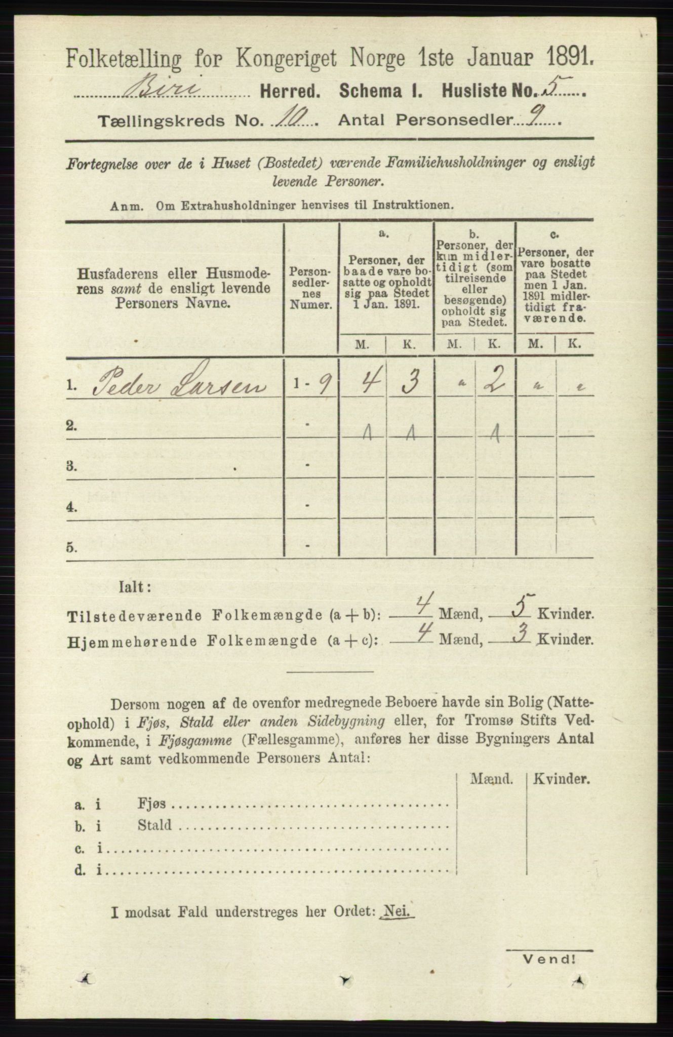 RA, 1891 census for 0525 Biri, 1891, p. 3744