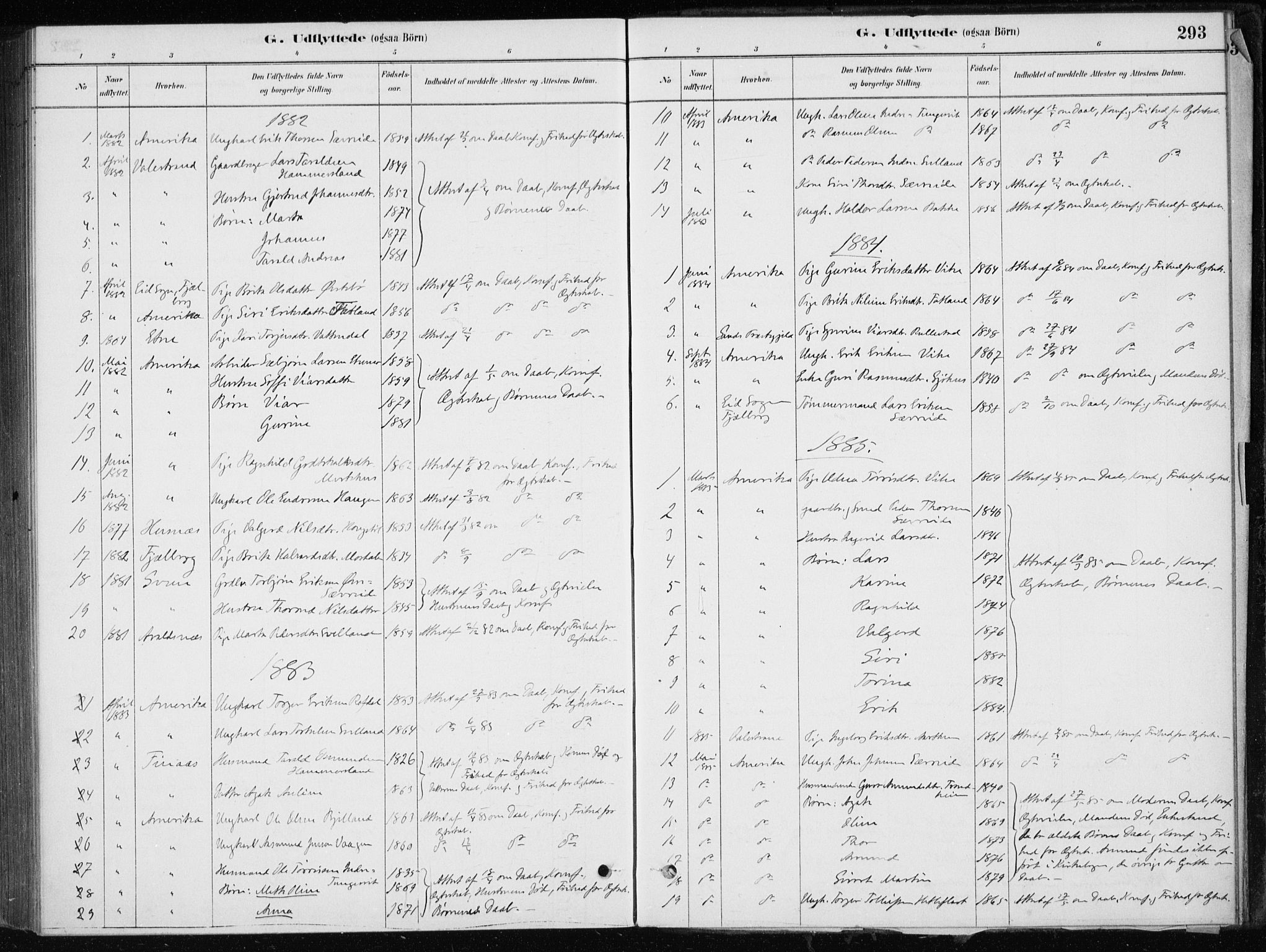 Skånevik sokneprestembete, SAB/A-77801/H/Haa: Parish register (official) no. E  1, 1879-1901, p. 293