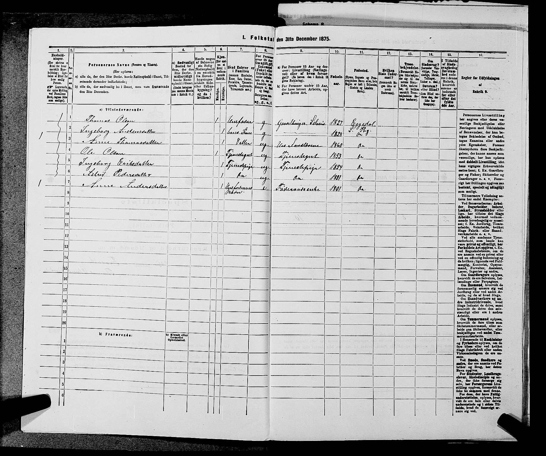 SAKO, 1875 census for 0621P Sigdal, 1875, p. 2009