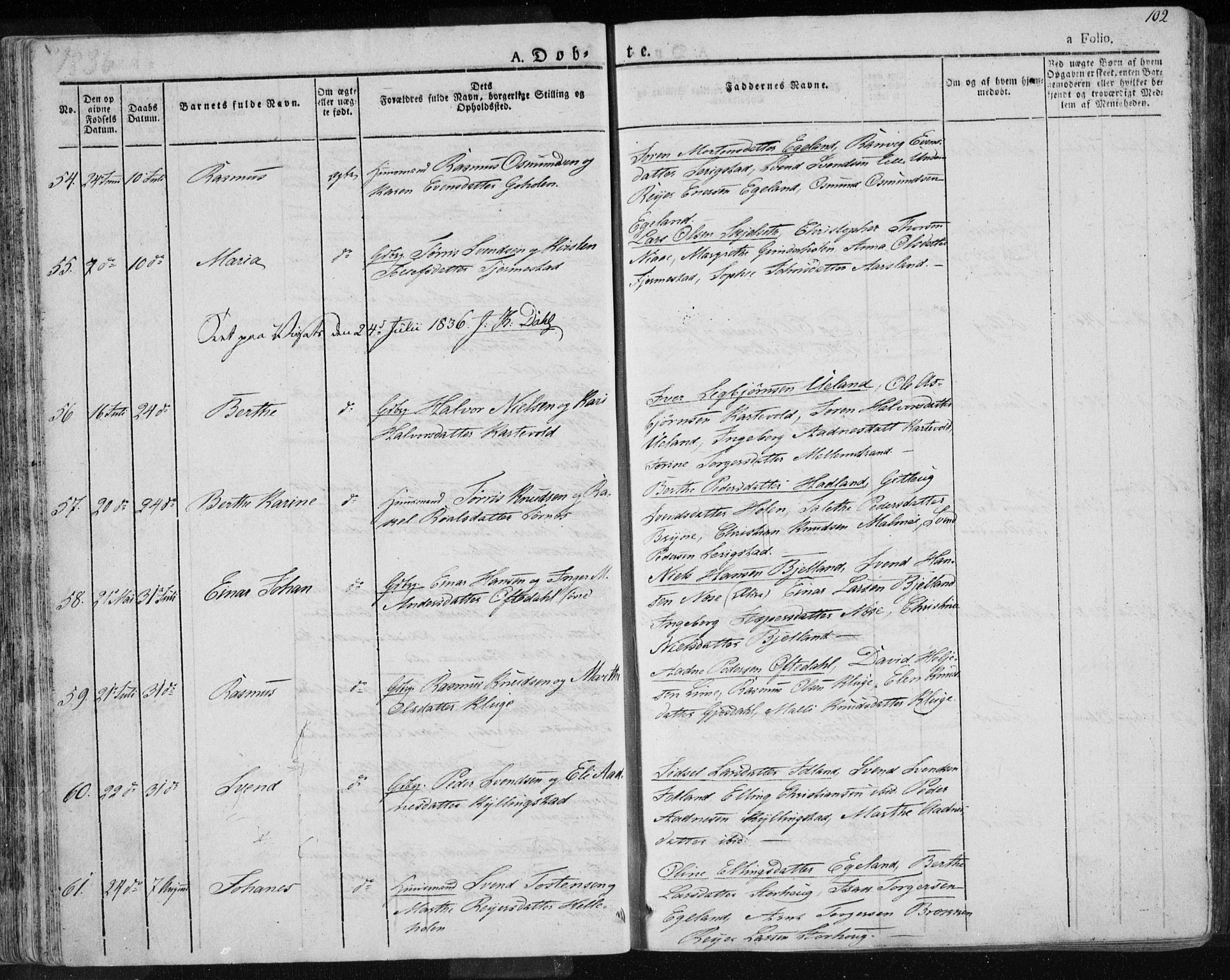 Lye sokneprestkontor, AV/SAST-A-101794/001/30BA/L0004: Parish register (official) no. A 4, 1826-1841, p. 102