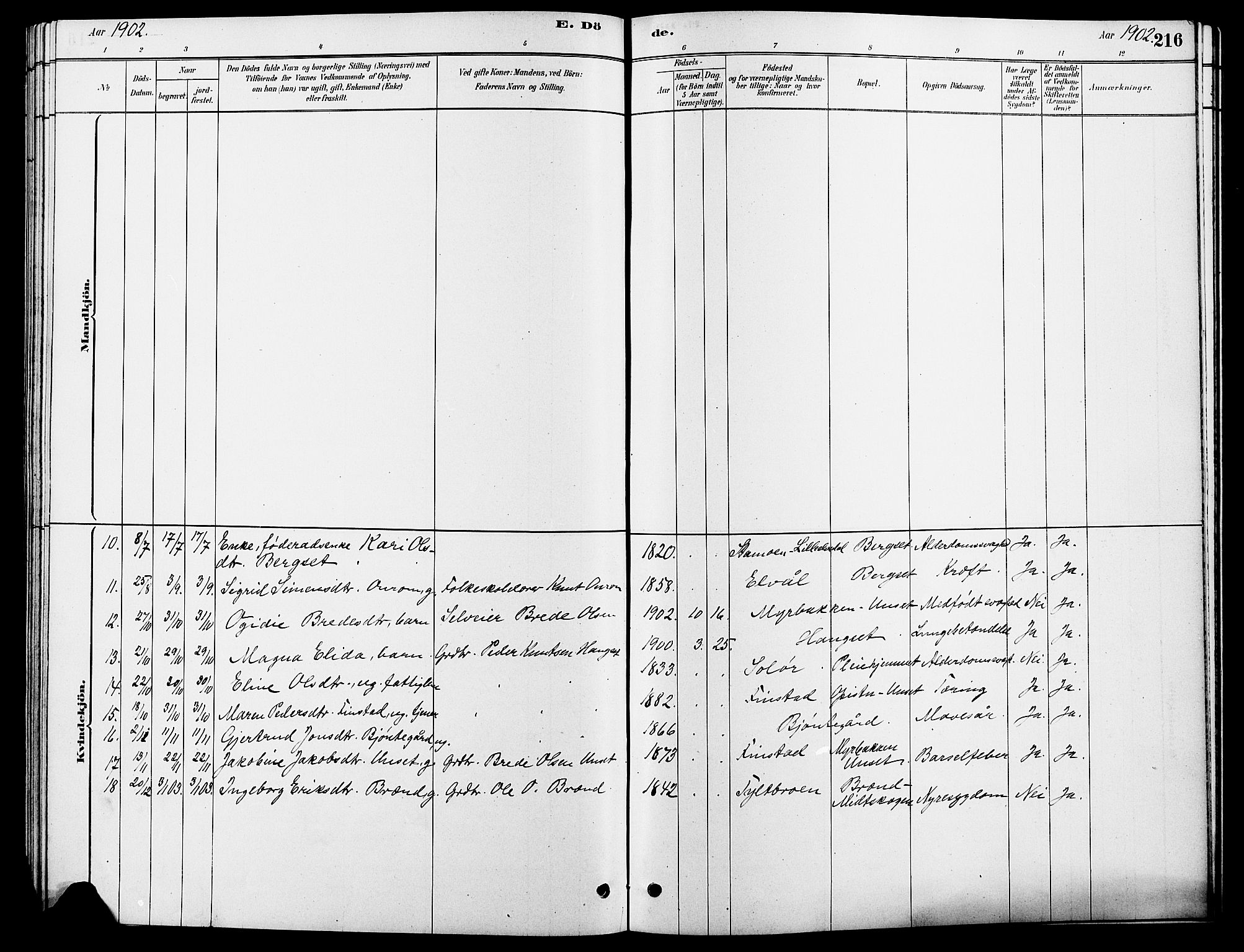 Rendalen prestekontor, SAH/PREST-054/H/Ha/Hab/L0003: Parish register (copy) no. 3, 1879-1904, p. 216