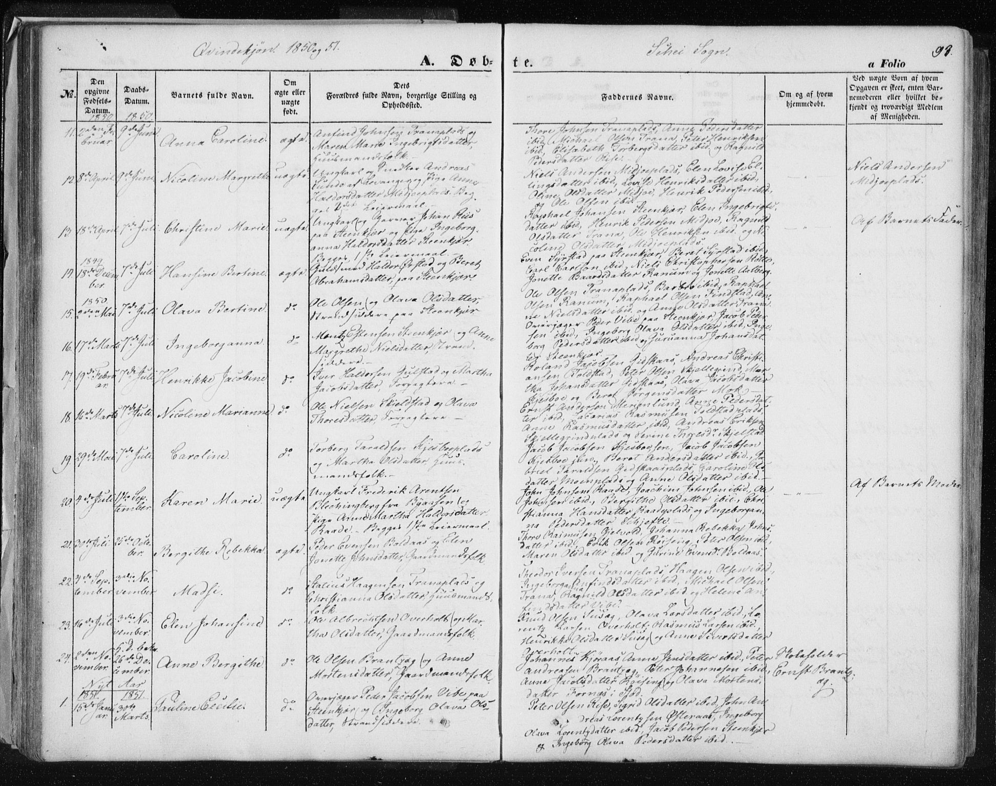 Ministerialprotokoller, klokkerbøker og fødselsregistre - Nord-Trøndelag, AV/SAT-A-1458/735/L0342: Parish register (official) no. 735A07 /2, 1849-1862, p. 93