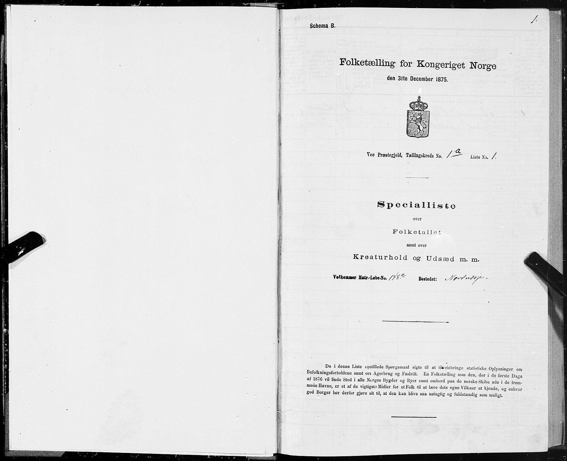 SAT, 1875 census for 1541P Veøy, 1875, p. 1001