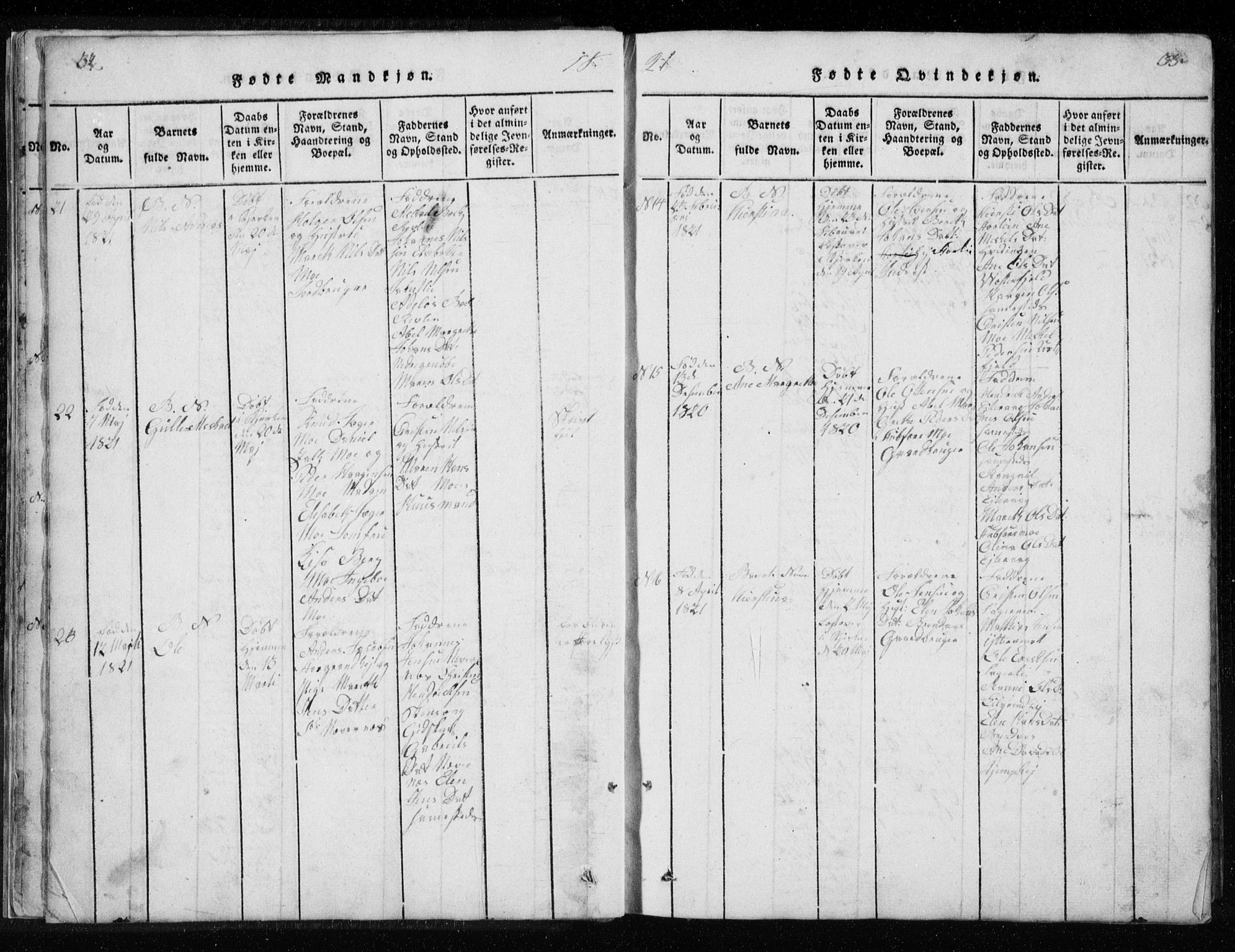 Ministerialprotokoller, klokkerbøker og fødselsregistre - Nordland, SAT/A-1459/827/L0412: Parish register (copy) no. 827C01, 1820-1841, p. 32-33