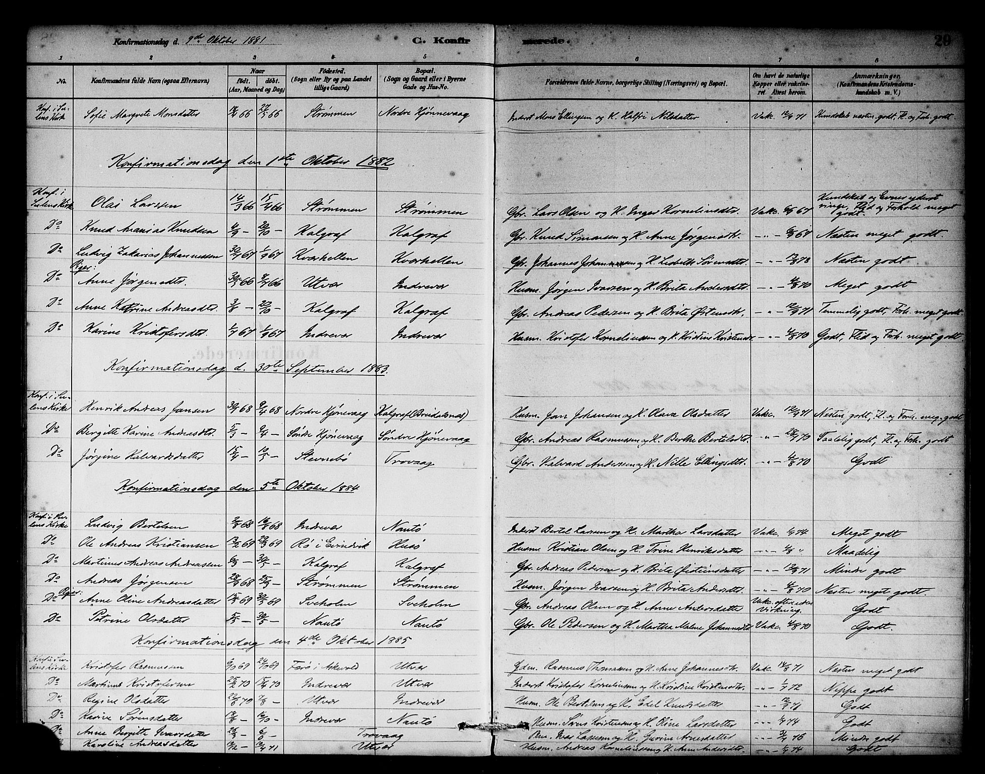 Solund sokneprestembete, AV/SAB-A-81401: Parish register (official) no. C 1, 1881-1896, p. 29