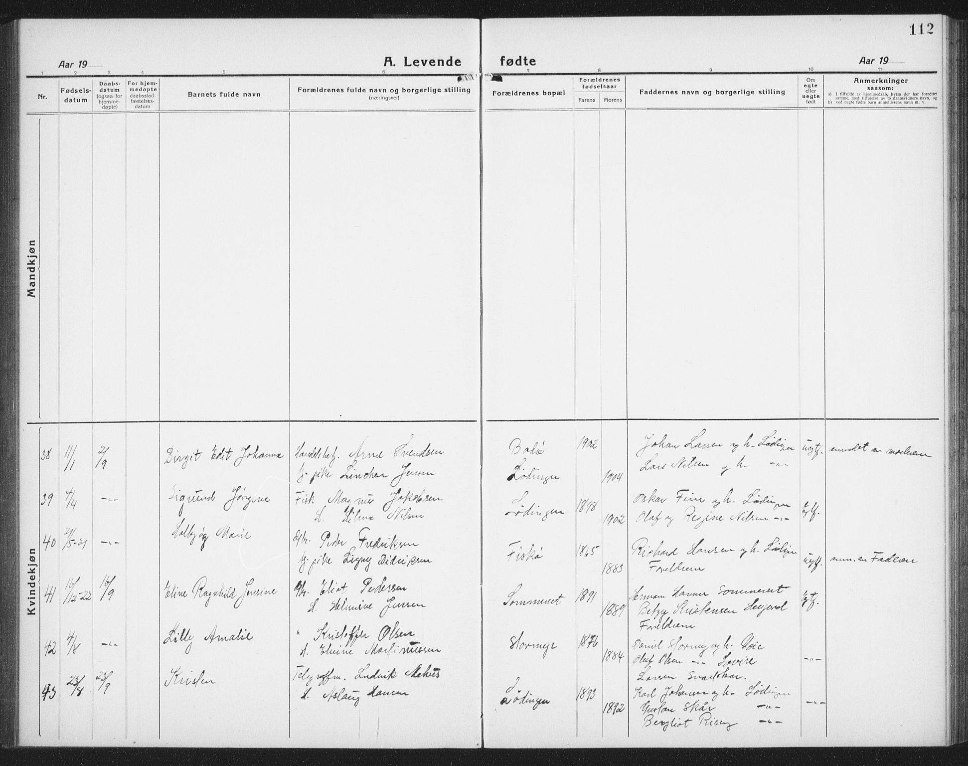 Ministerialprotokoller, klokkerbøker og fødselsregistre - Nordland, AV/SAT-A-1459/872/L1049: Parish register (copy) no. 872C05, 1920-1938, p. 112