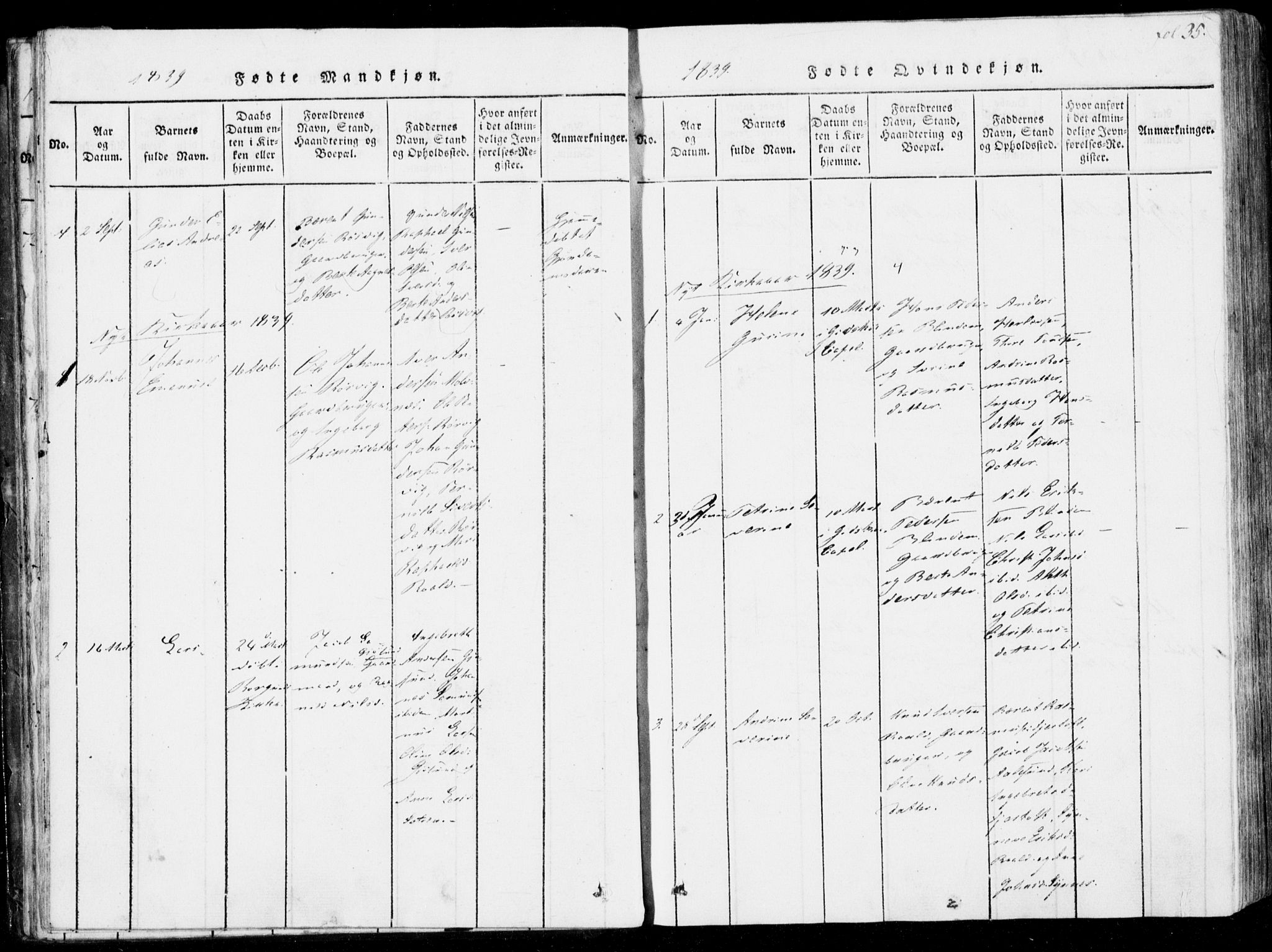 Ministerialprotokoller, klokkerbøker og fødselsregistre - Møre og Romsdal, SAT/A-1454/537/L0517: Parish register (official) no. 537A01, 1818-1862, p. 35