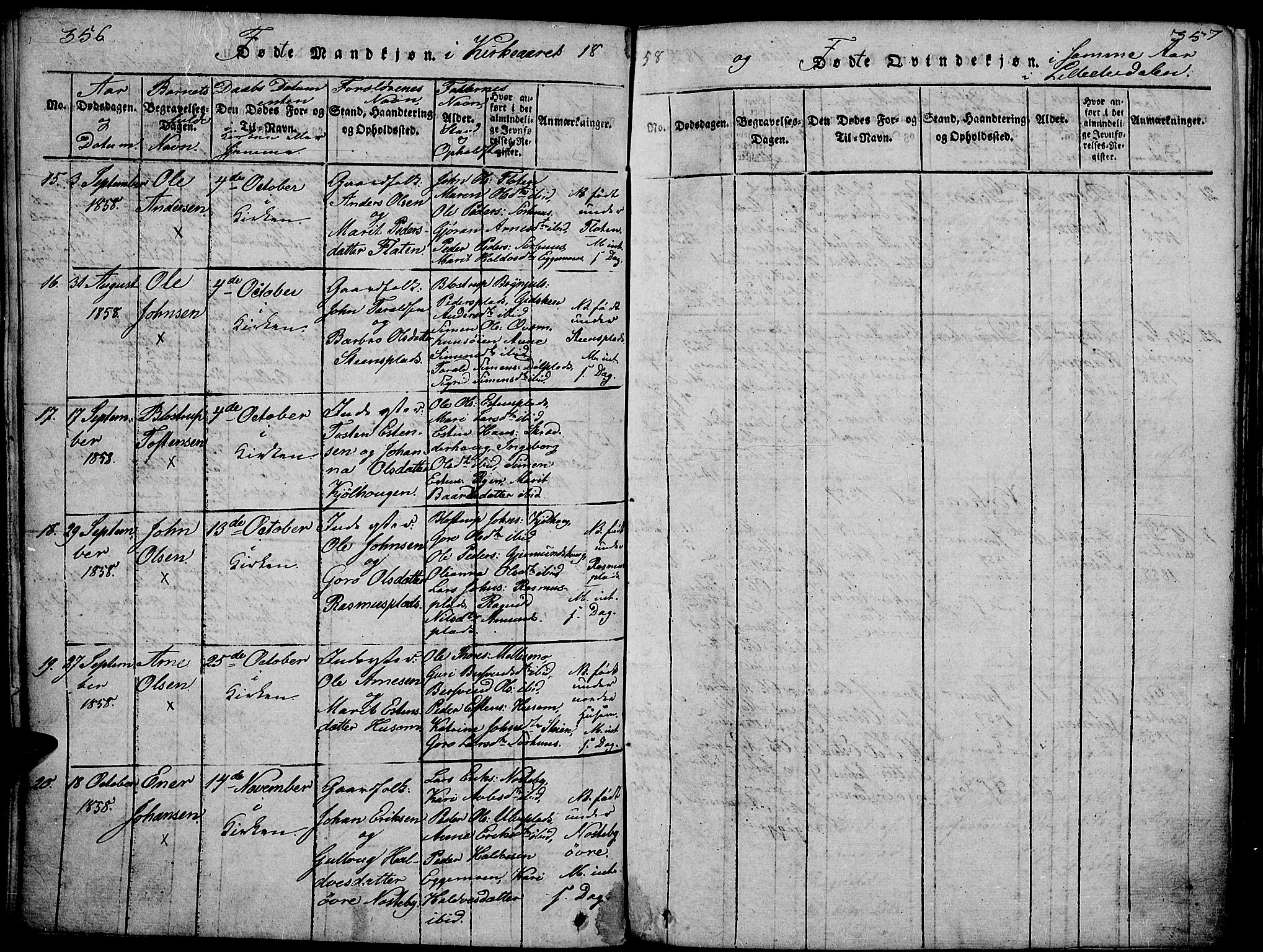 Tynset prestekontor, SAH/PREST-058/H/Ha/Hab/L0002: Parish register (copy) no. 2, 1814-1862, p. 356-357