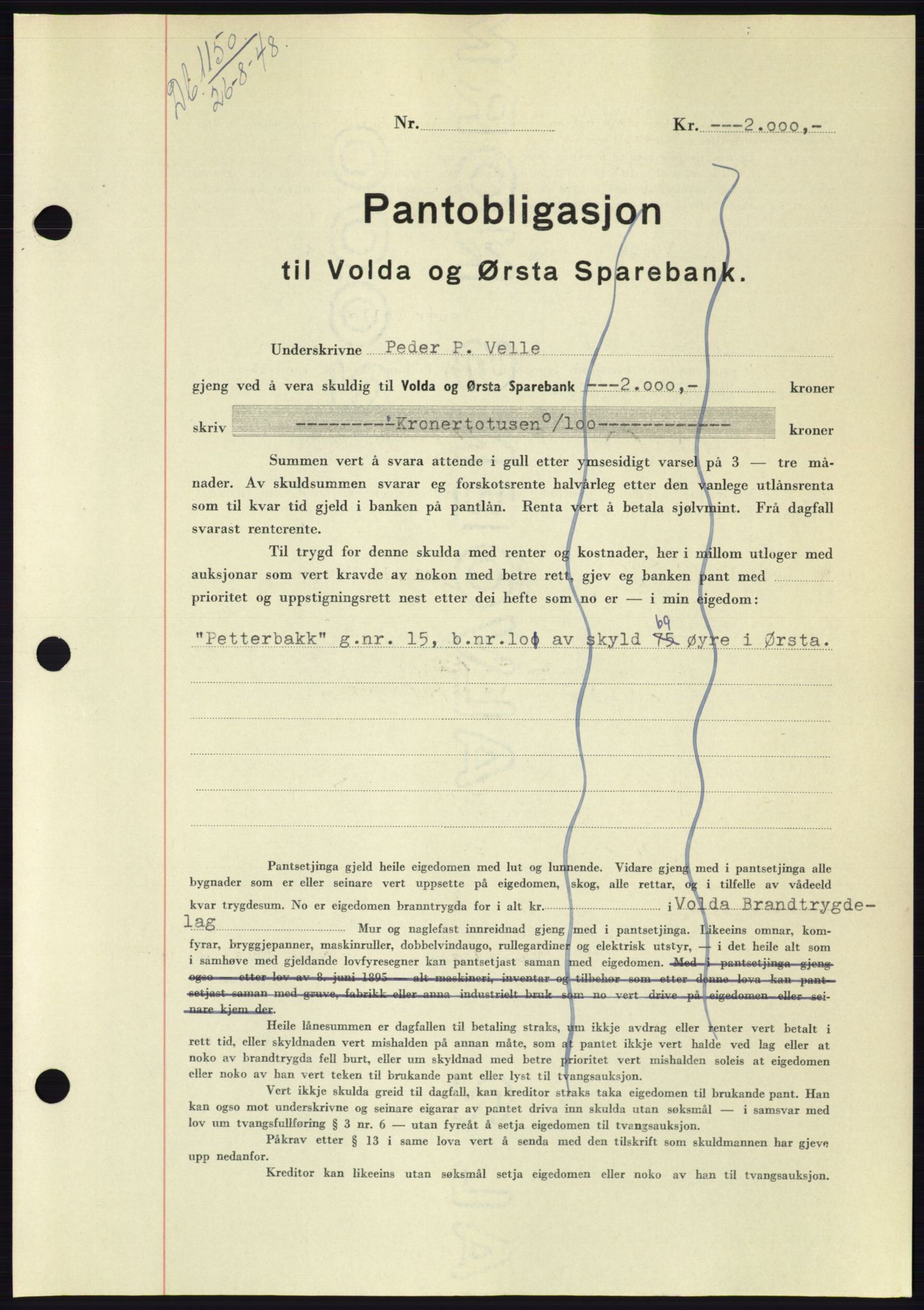 Søre Sunnmøre sorenskriveri, AV/SAT-A-4122/1/2/2C/L0116: Mortgage book no. 4B, 1948-1949, Diary no: : 1150/1948