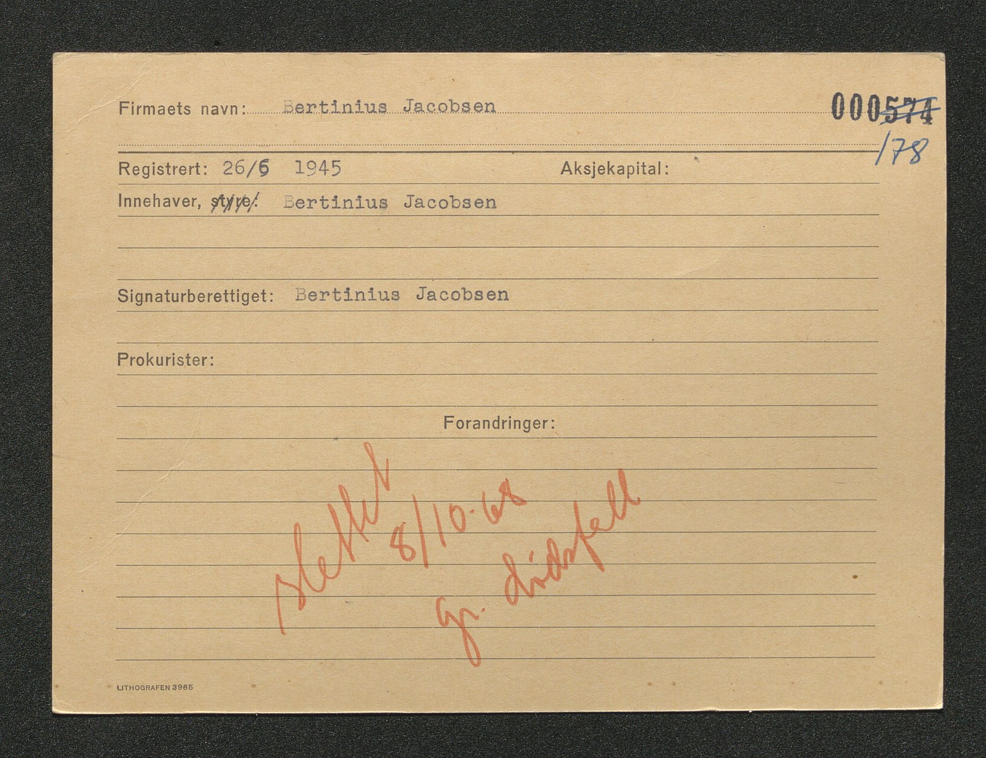 Stavanger byfogd, AV/SAST-A-101408/001/4/42/422/4221A/L0002: Register over slettede firma D-G, 1891-1987, p. 577