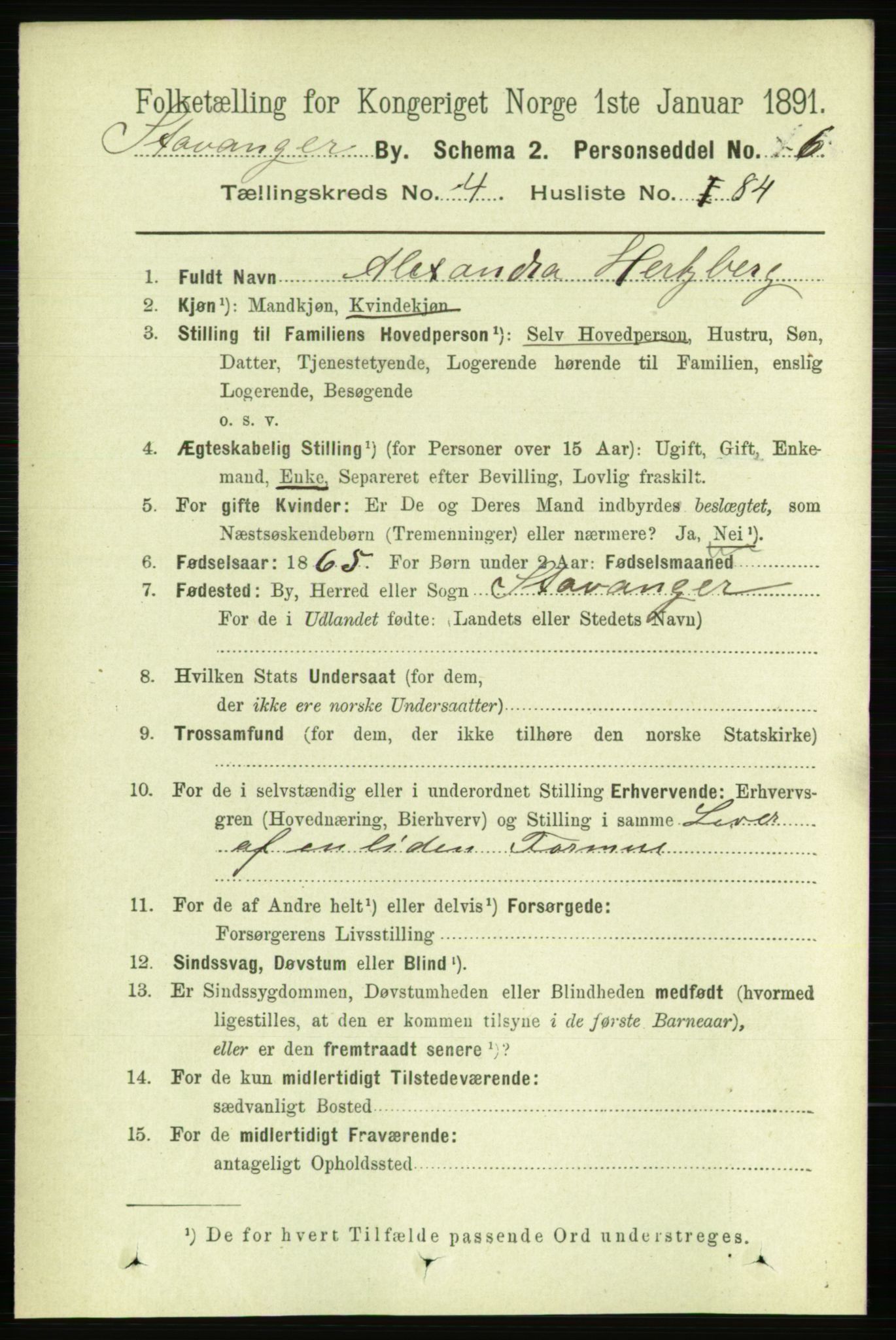 RA, 1891 census for 1103 Stavanger, 1891, p. 8565