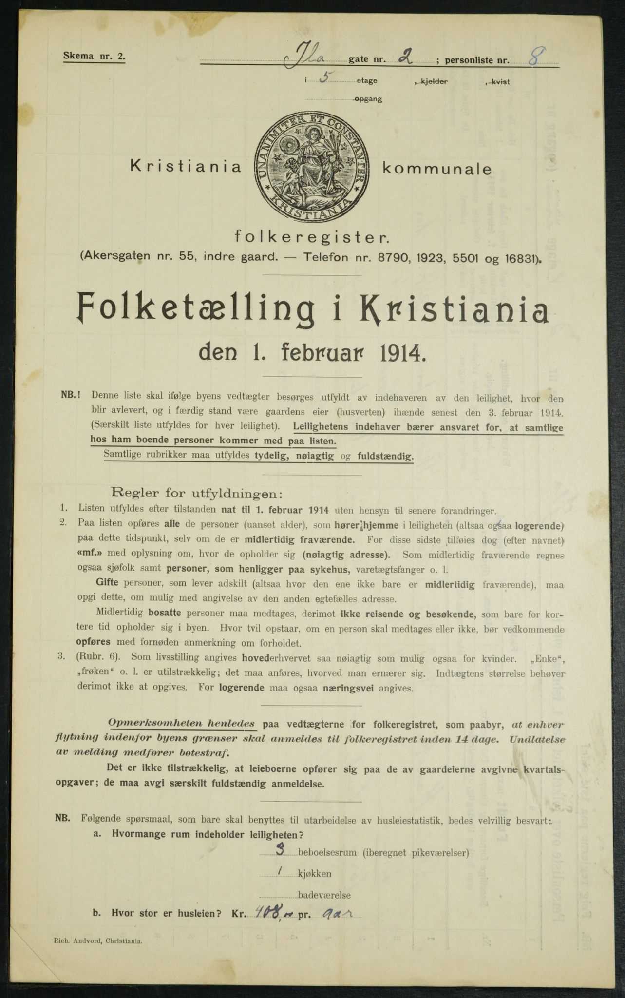 OBA, Municipal Census 1914 for Kristiania, 1914, p. 43188