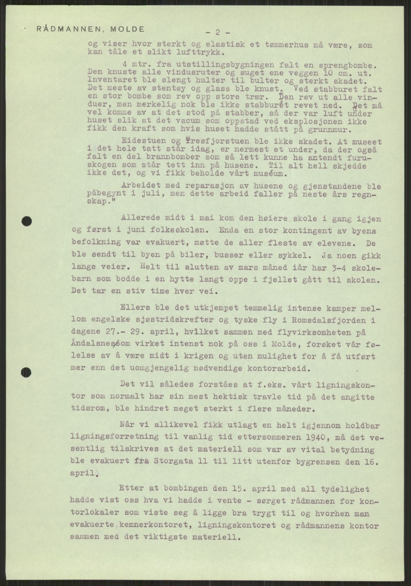 Forsvaret, Forsvarets krigshistoriske avdeling, AV/RA-RAFA-2017/Y/Ya/L0015: II-C-11-31 - Fylkesmenn.  Rapporter om krigsbegivenhetene 1940., 1940, p. 698