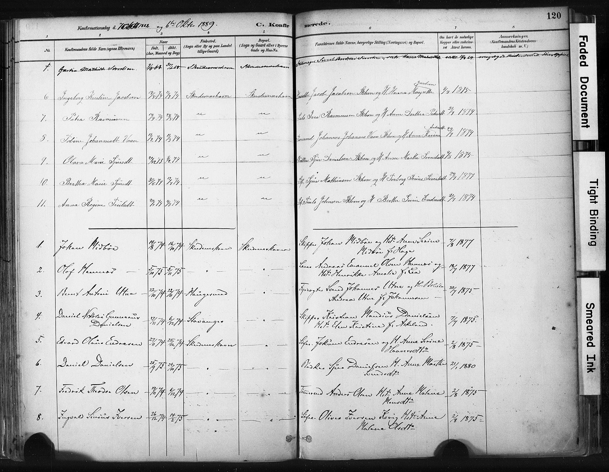 Skudenes sokneprestkontor, AV/SAST-A -101849/H/Ha/Haa/L0008: Parish register (official) no. A 5, 1882-1912, p. 120