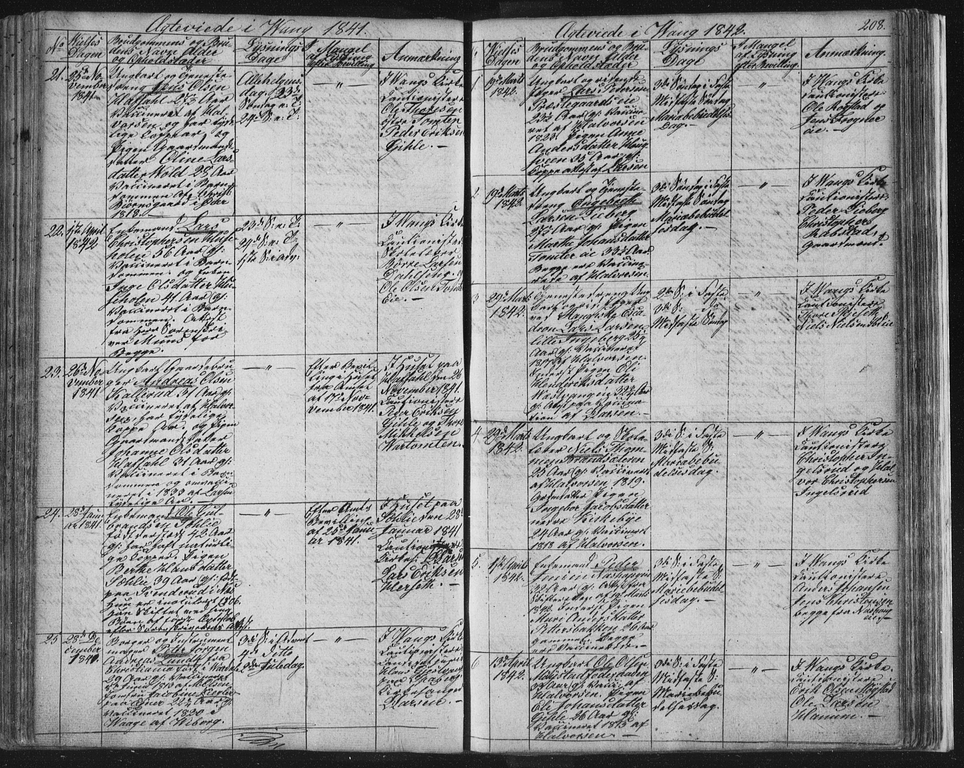 Vang prestekontor, Hedmark, SAH/PREST-008/H/Ha/Hab/L0008: Parish register (copy) no. 8, 1832-1854, p. 208