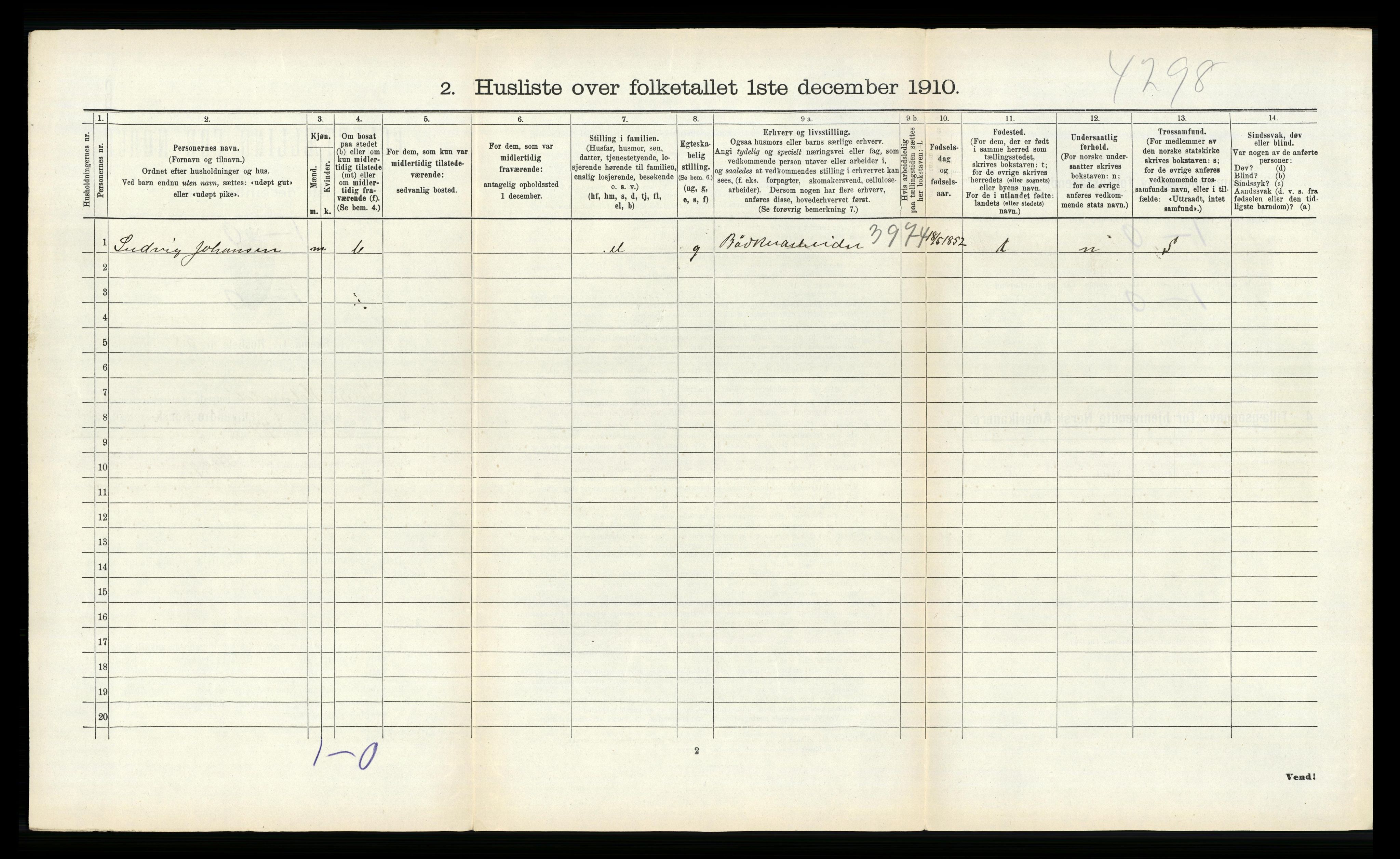 RA, 1910 census for Indre Holmedal, 1910, p. 663