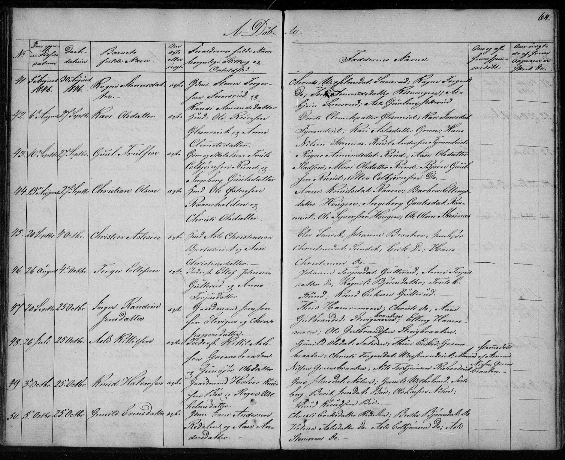 Krødsherad kirkebøker, SAKO/A-19/F/Fa/L0002: Parish register (official) no. 2, 1829-1851, p. 64